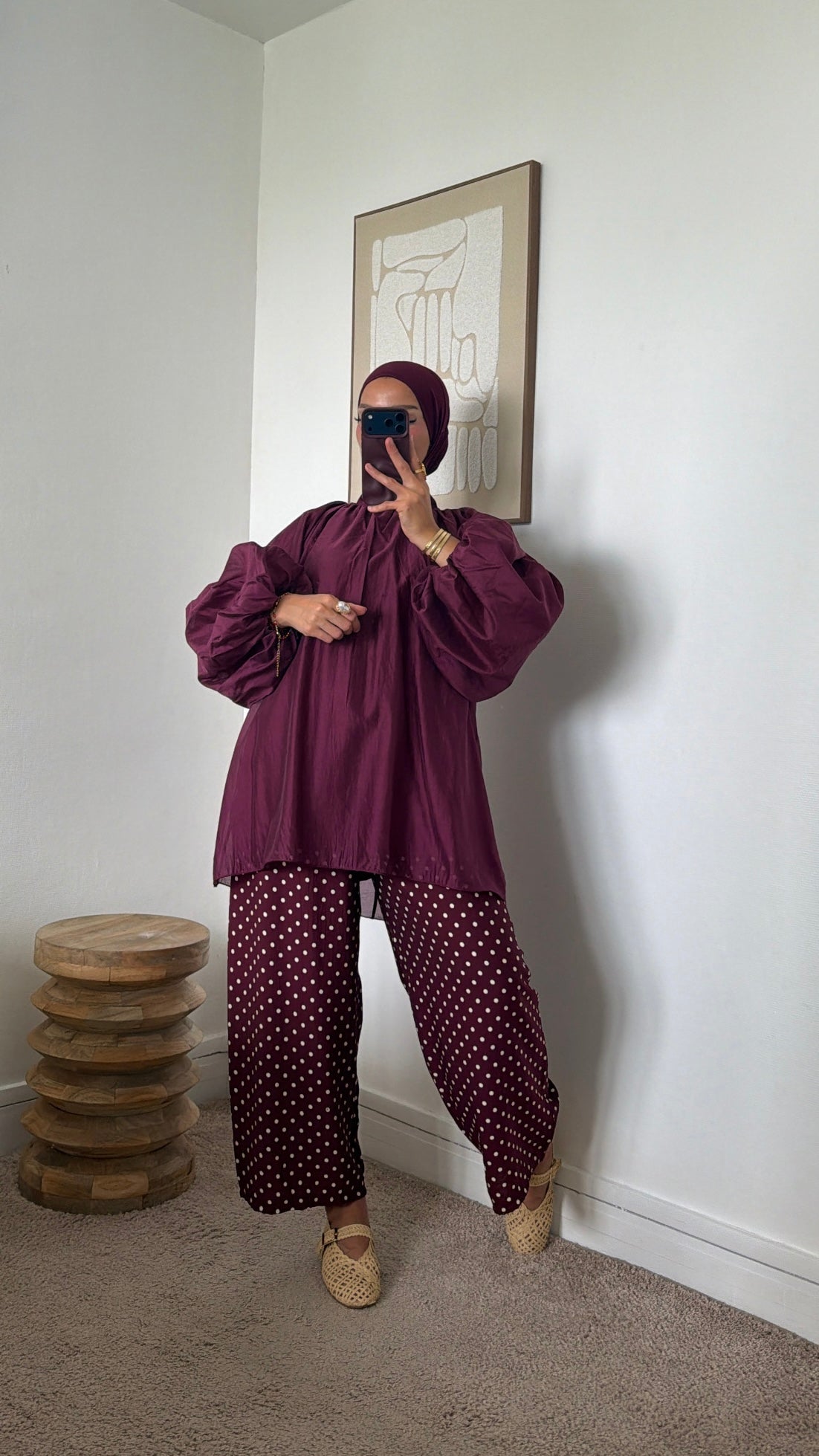 Pantalon fluide à pois