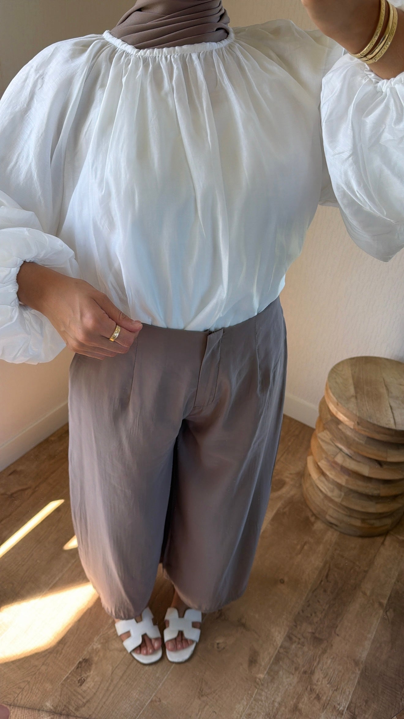 Pantalon fluide fermeture [élastique au dos]