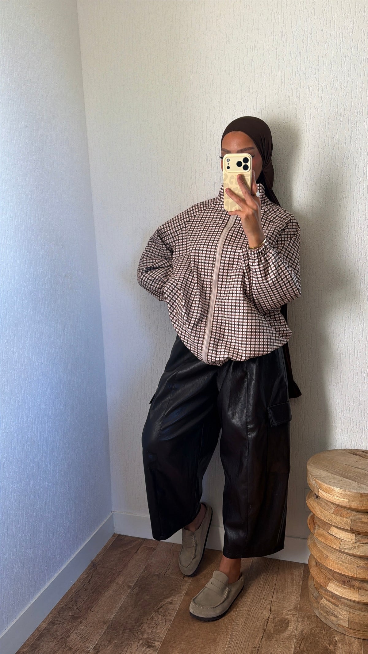 Veste a carreaux effet imper