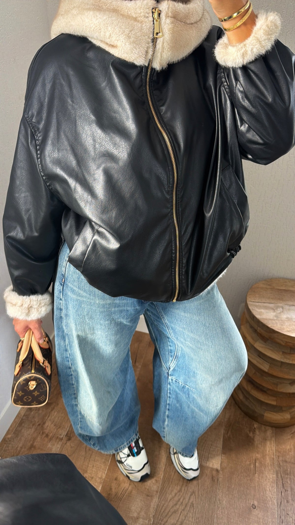 Bomber réversible simili & fourrure