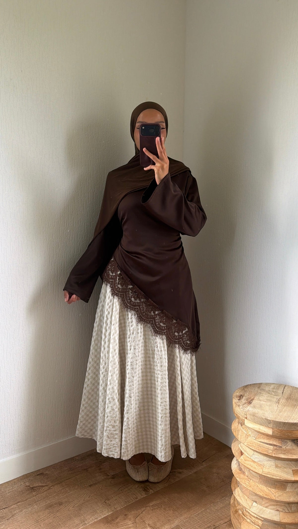 Haut ajustable satinée long