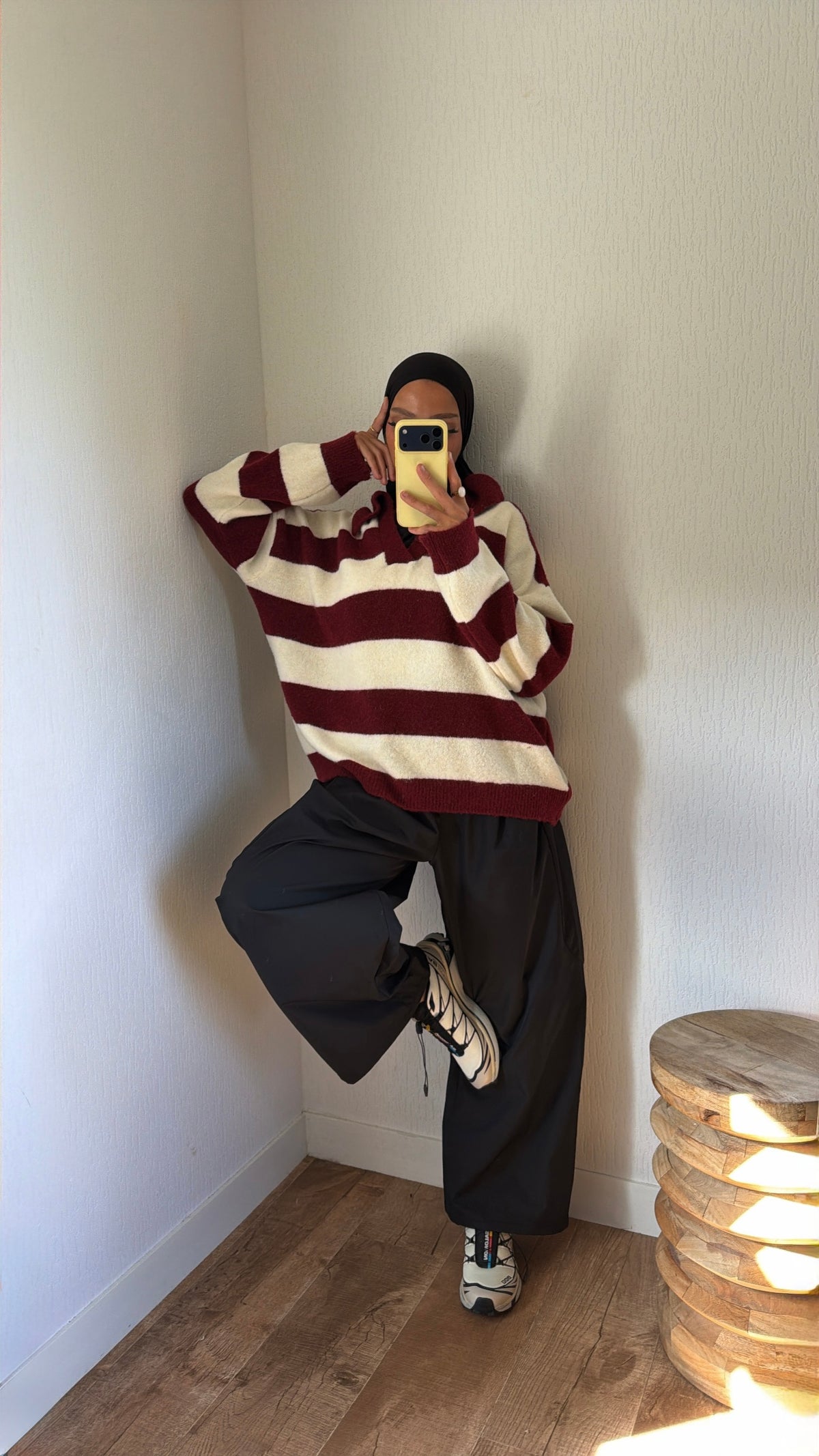 Pull col rayée