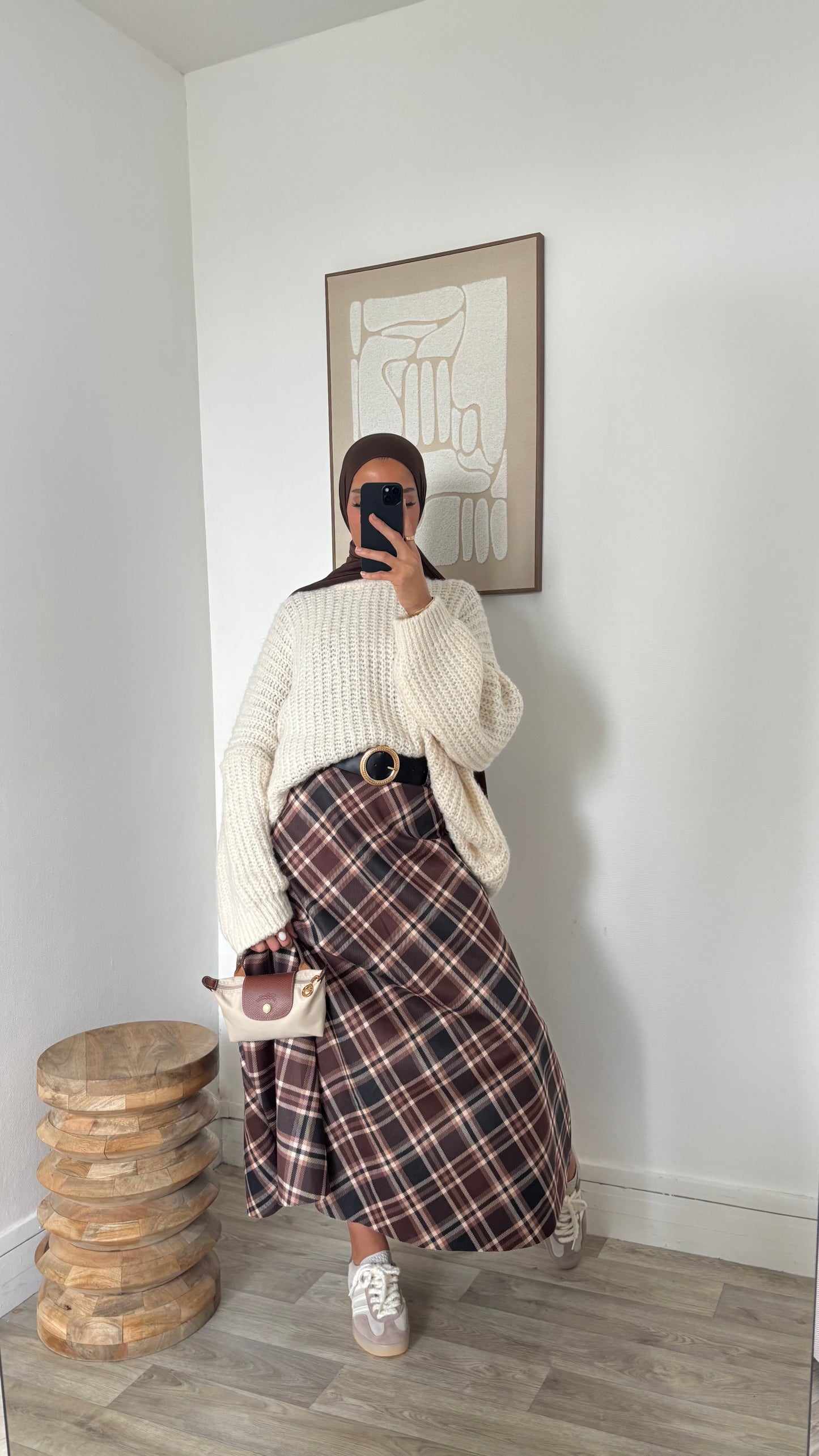 Jupe à carreau ceinturé