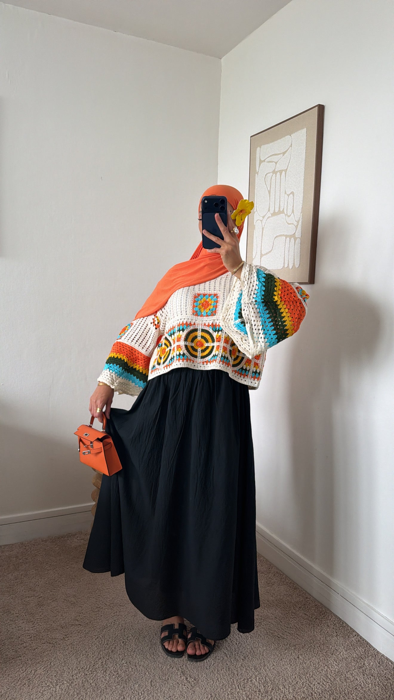 Pull en crochet manches évasée
