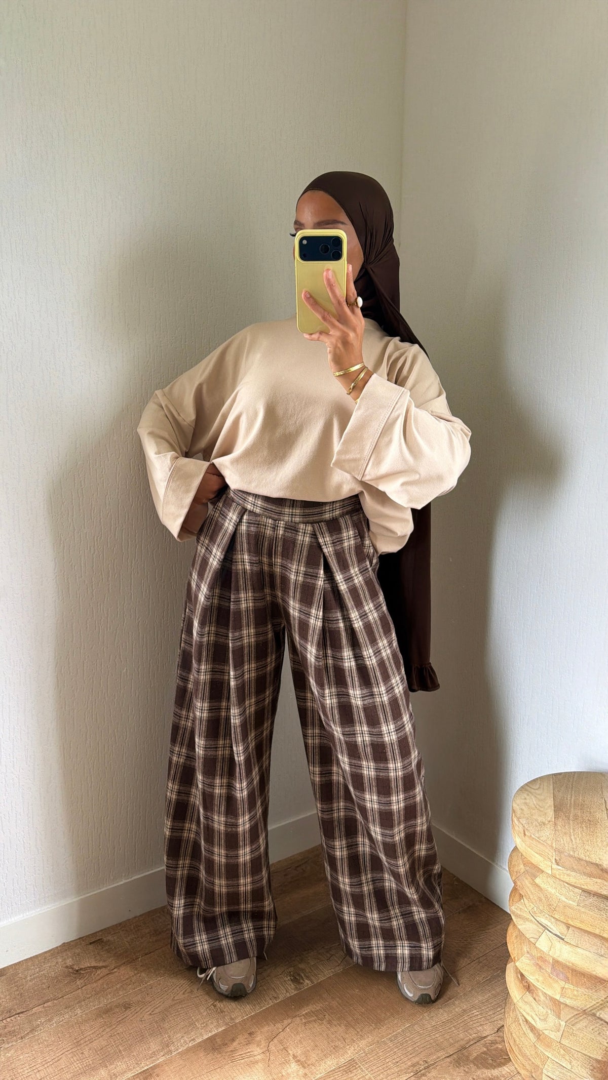 Pantalon à carreaux à poches