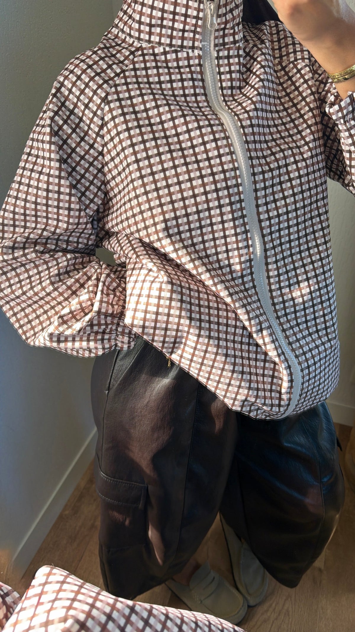 Veste a carreaux effet imper