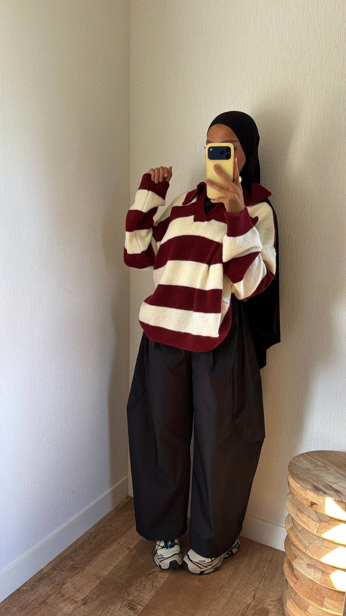 Pull col rayée
