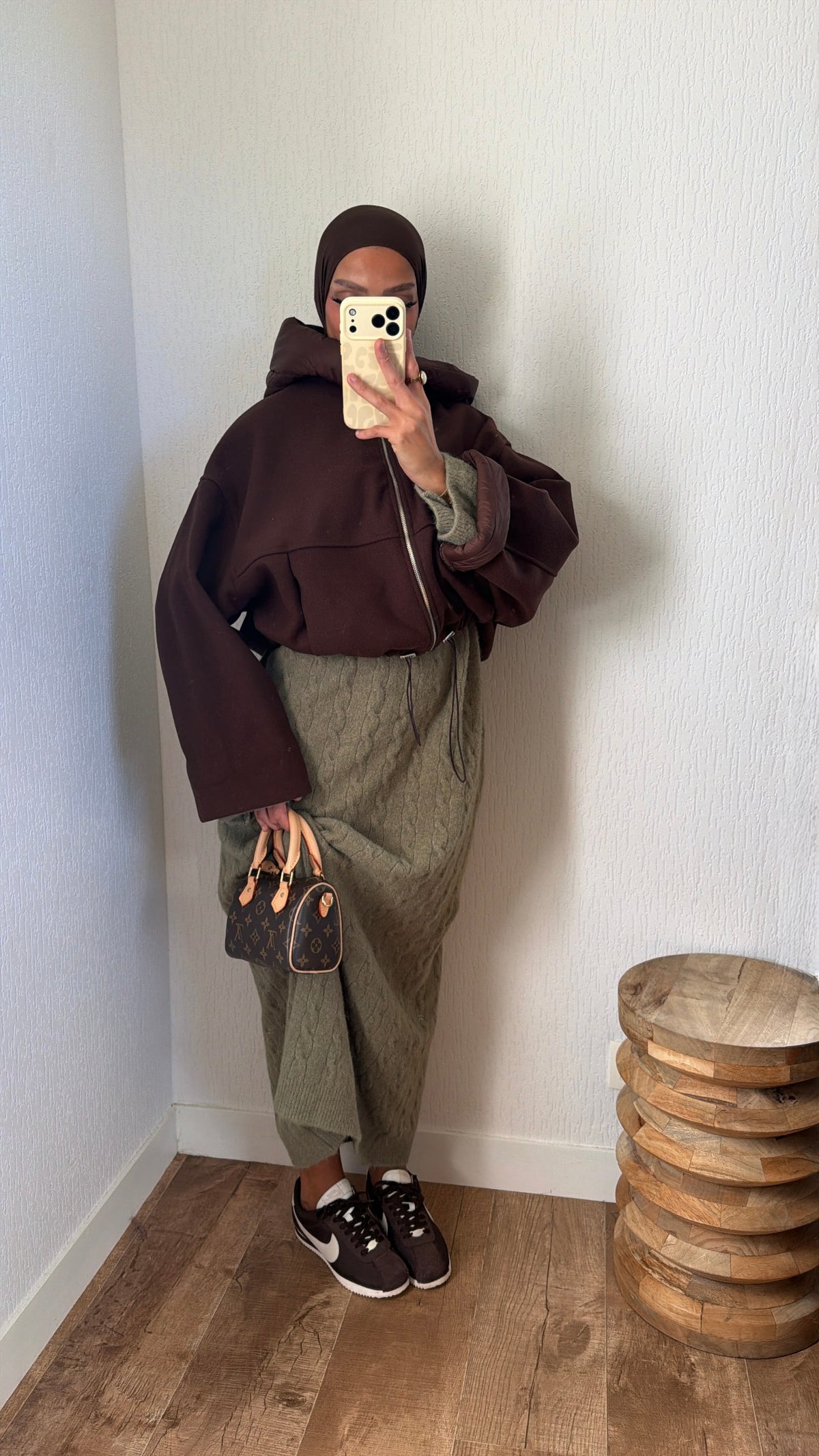 Bomber à capuche bi matière