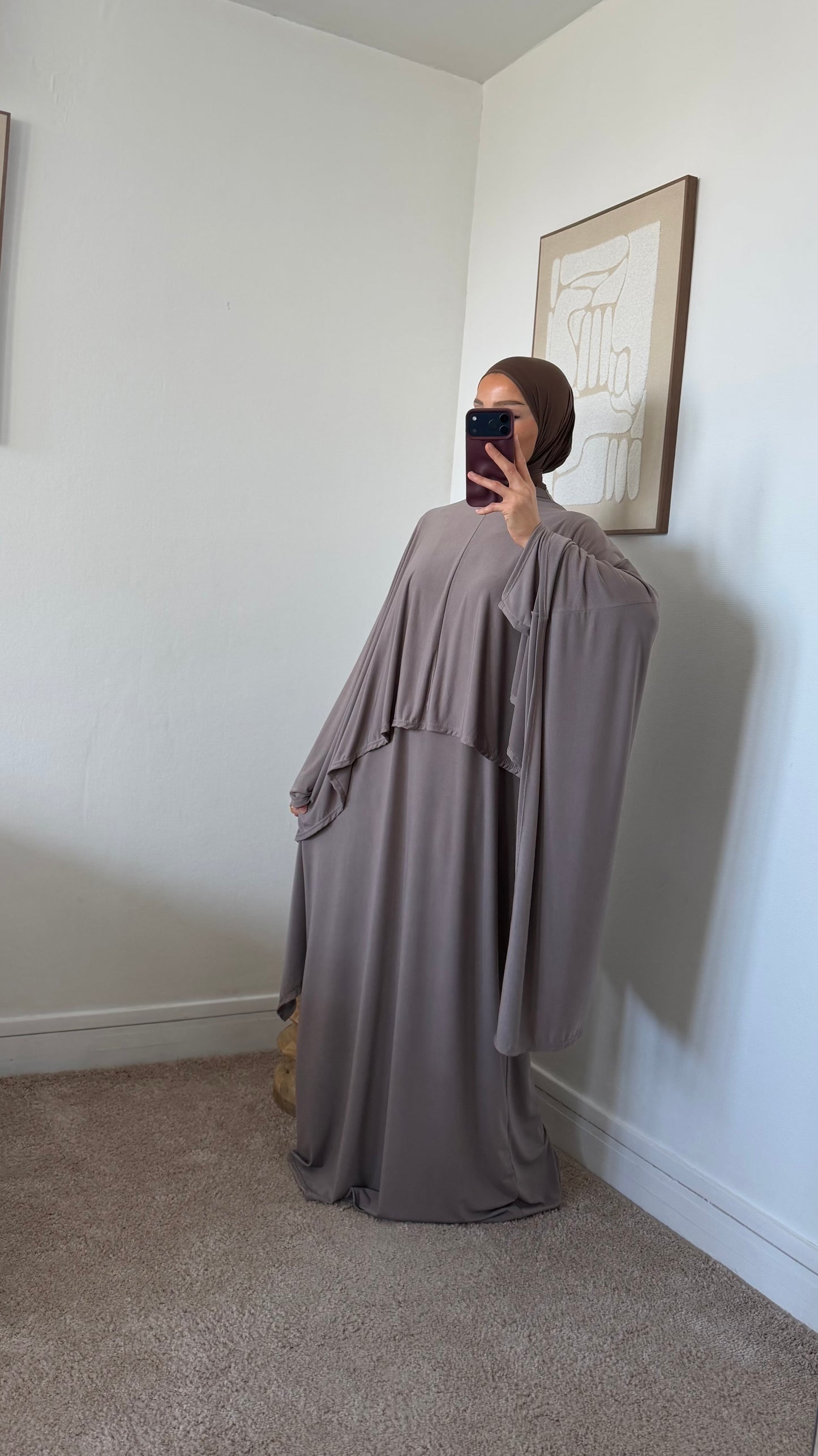 Abaya col montant + cape