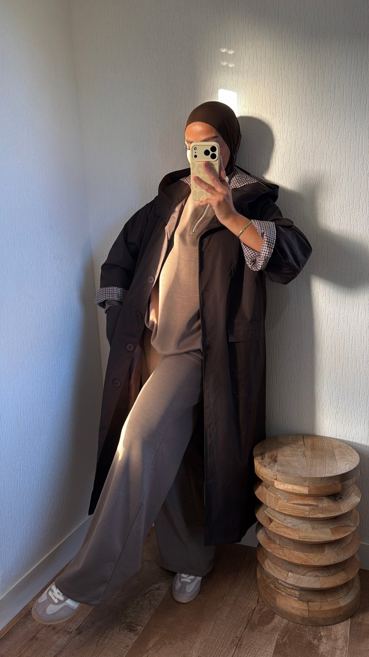 Manteau effet imper manches retroussables