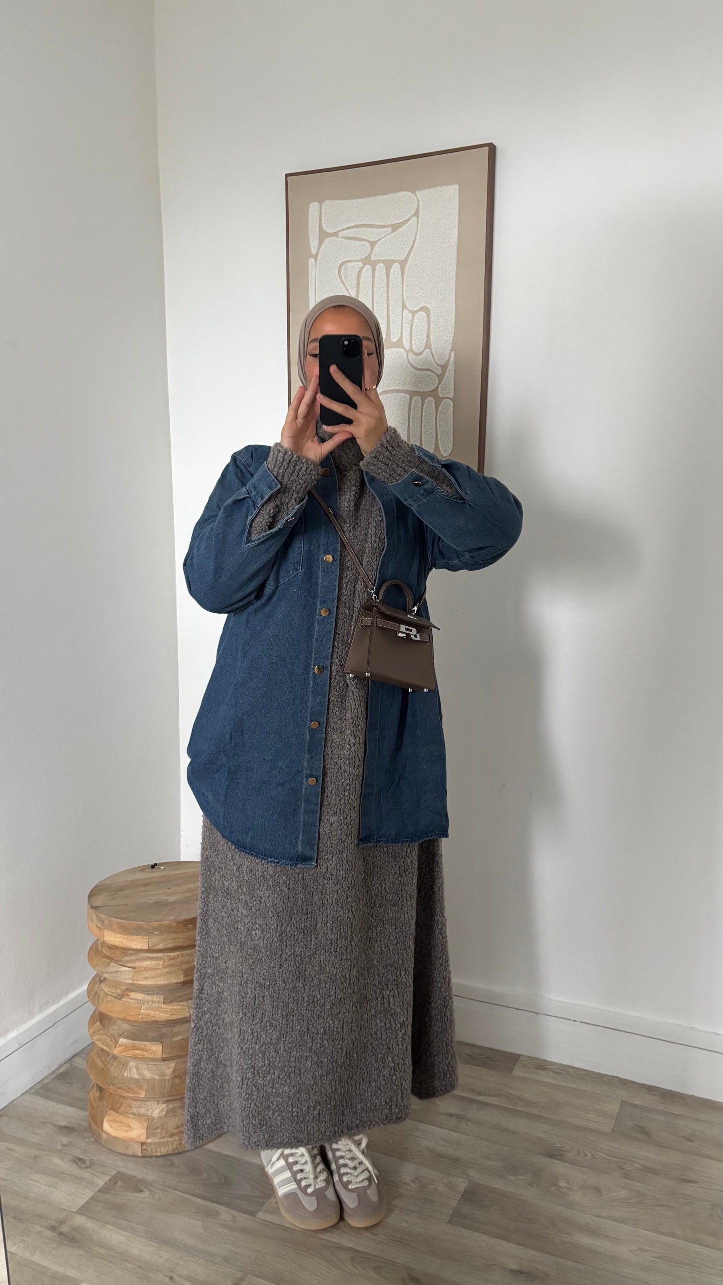 Veste en jeans à col froncé