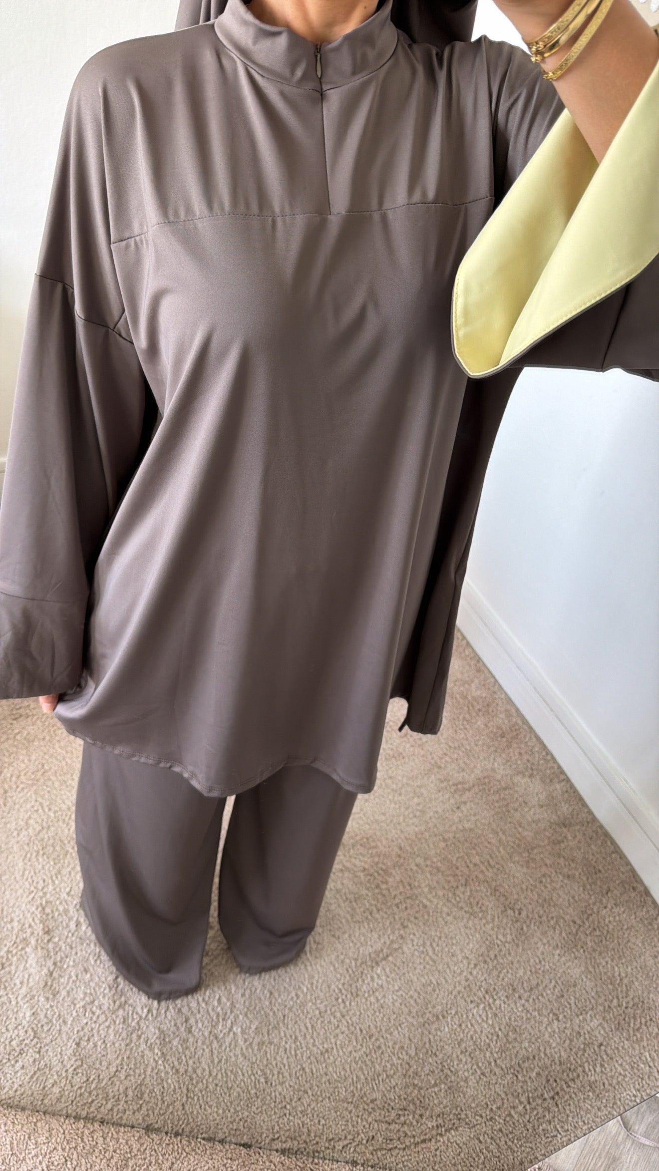 Burkini ample manche jaune 3 pièces