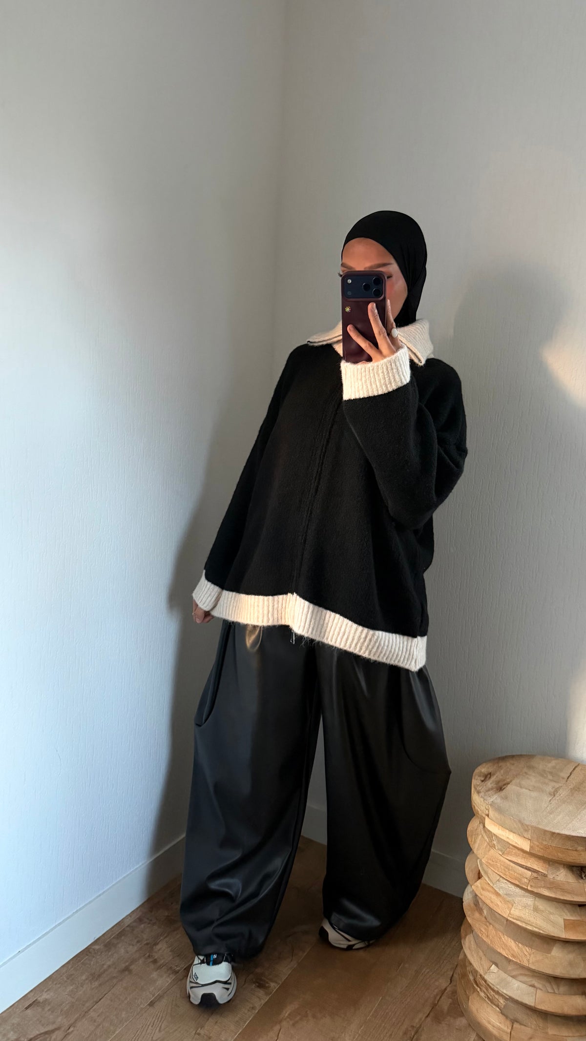 Gilet bi couleurs grand col