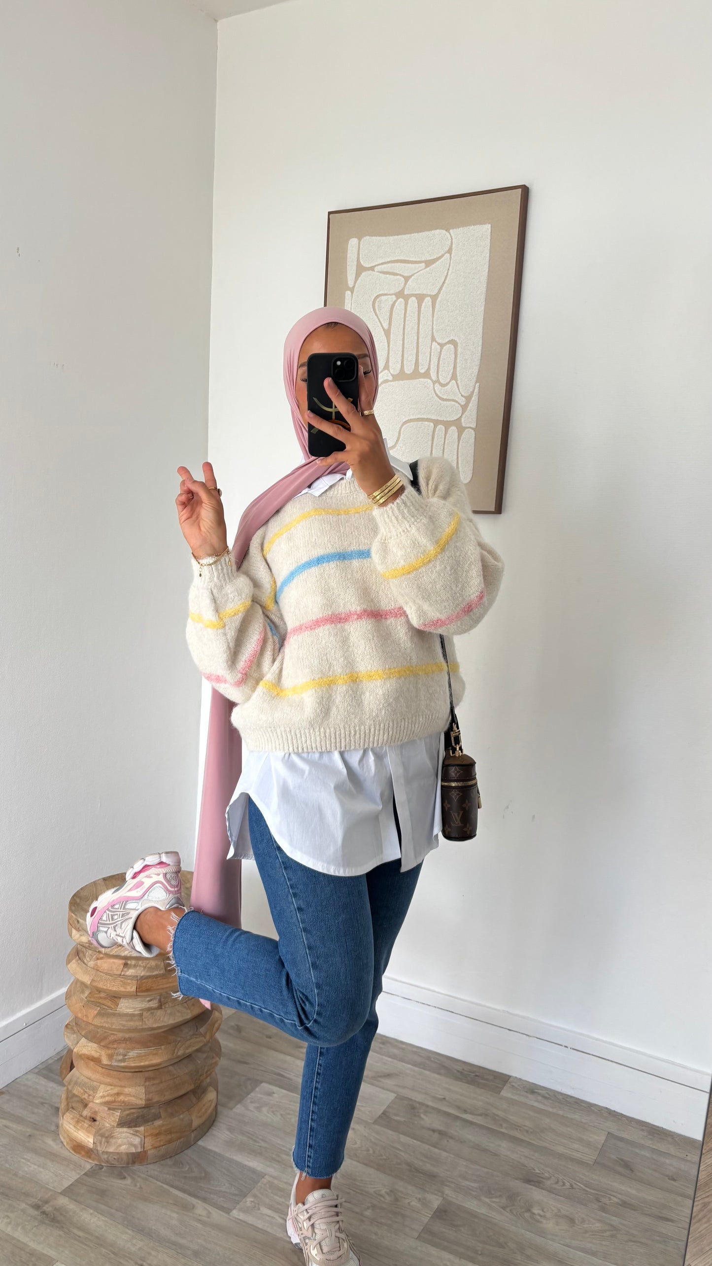 Pull en laine arc en ciel