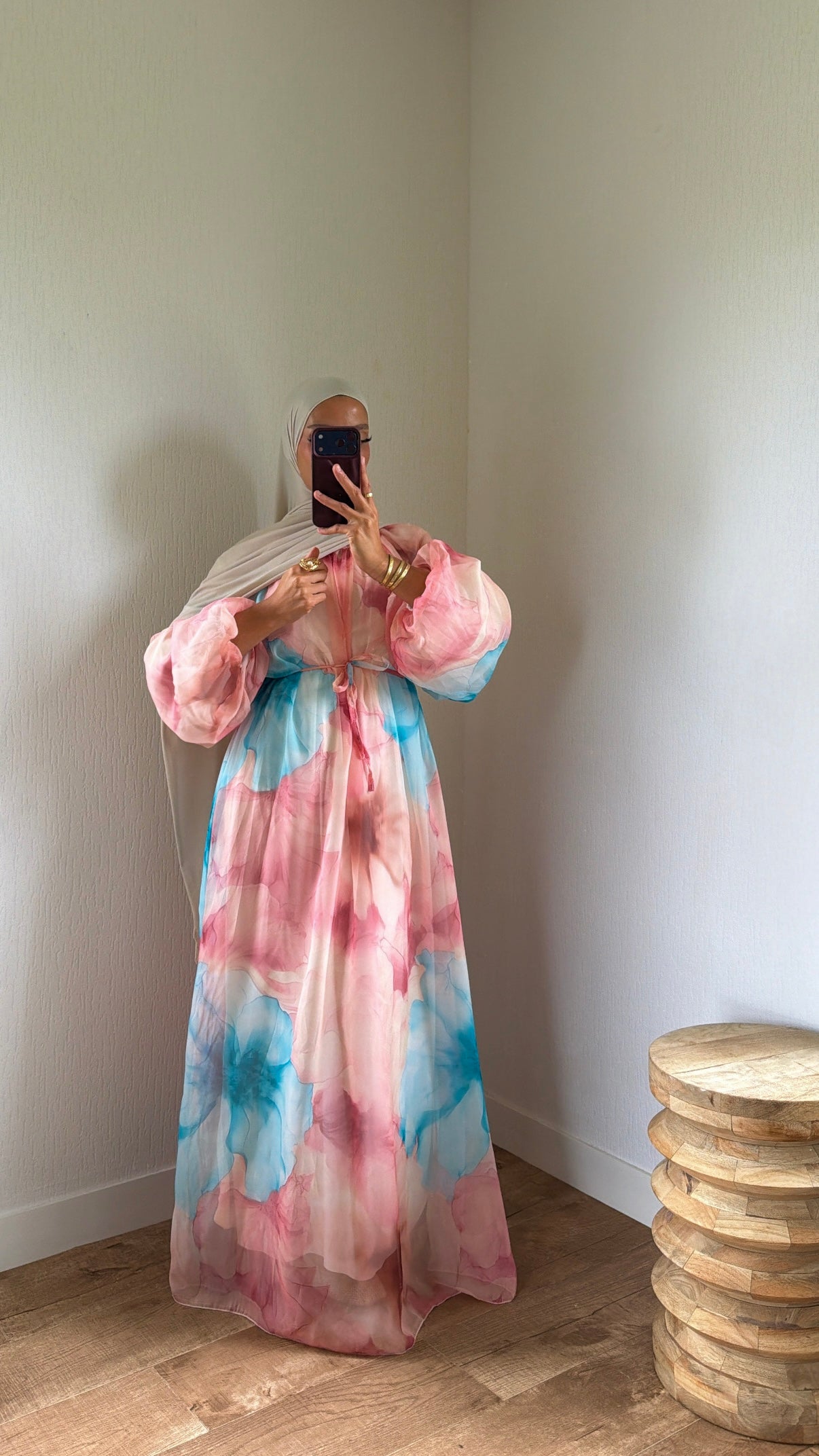 Robe fleurie manches bouffantes