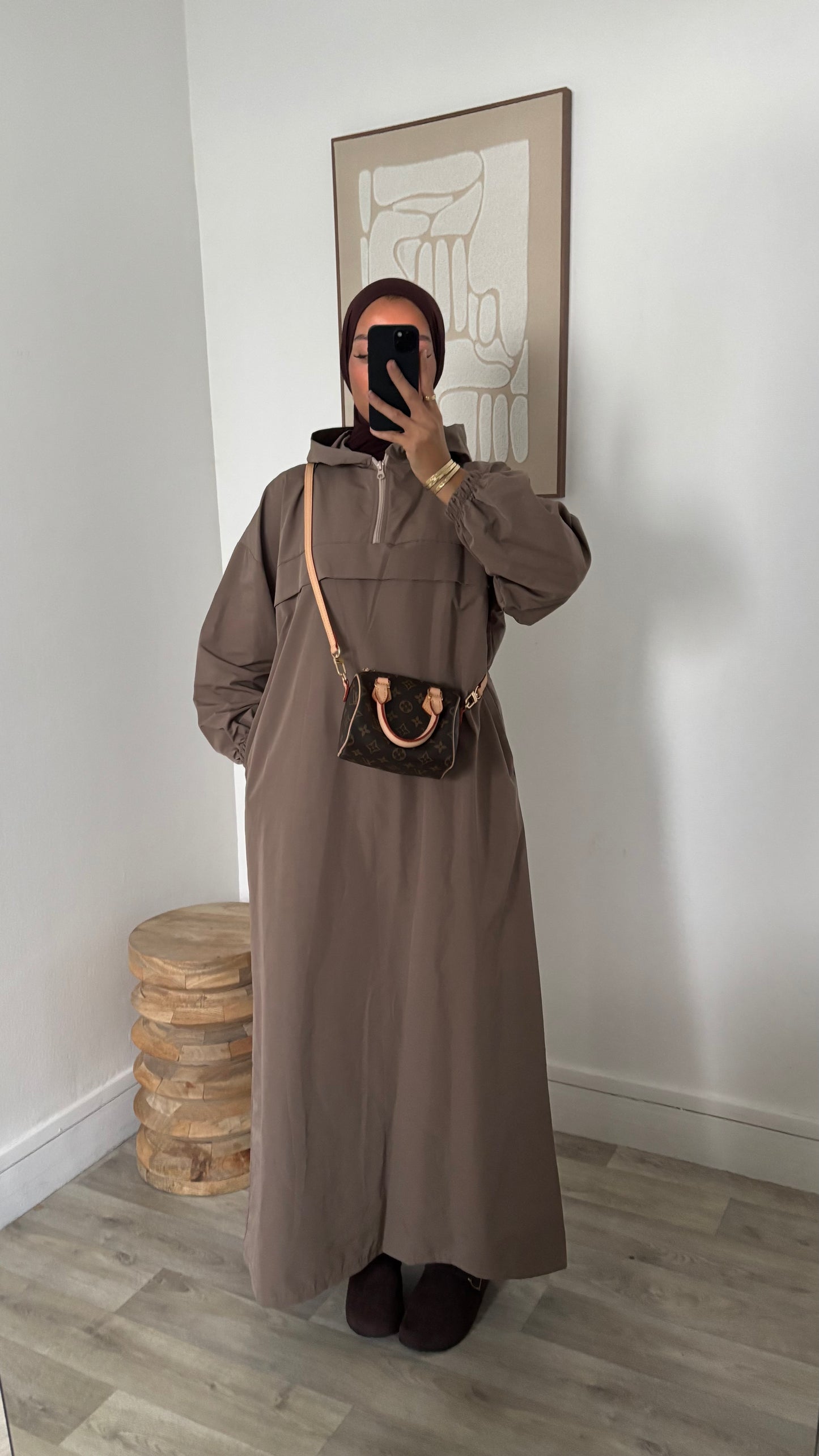 Long imperméable à capuche - Fermeture col zippée