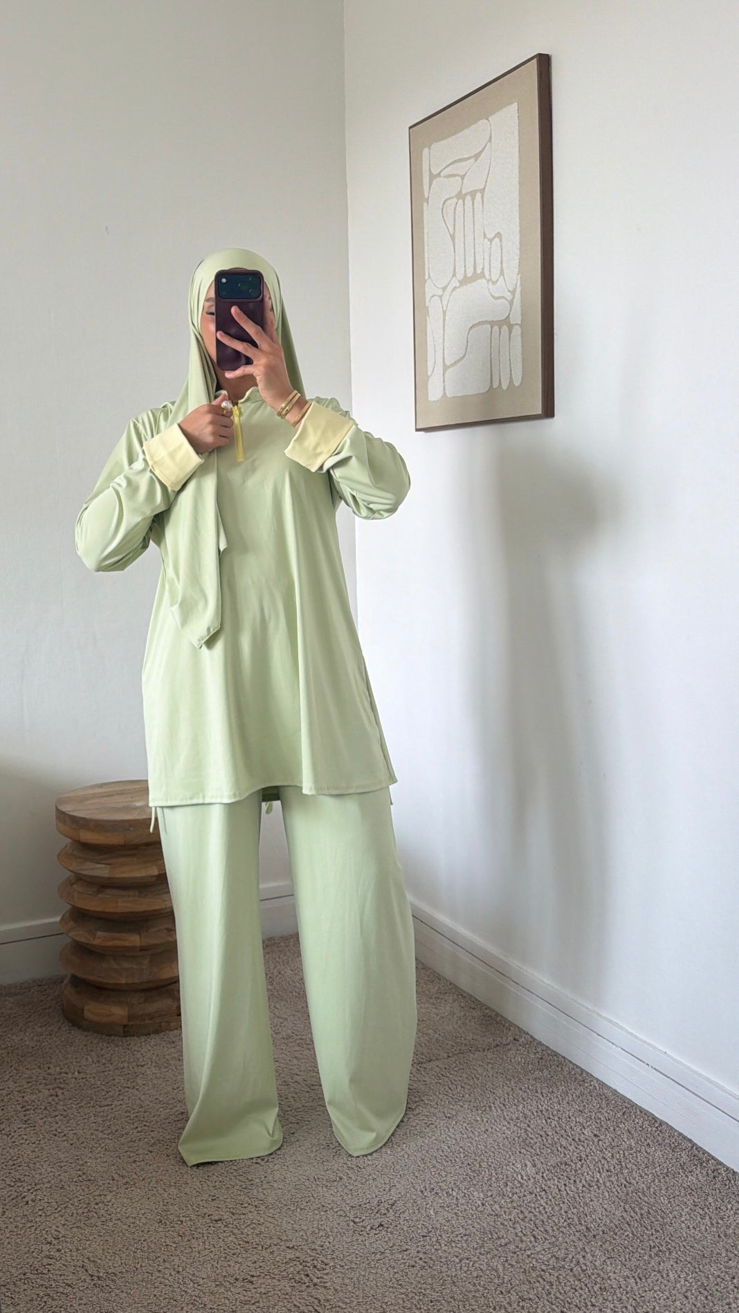 Burkini 3 pièces manche couleur