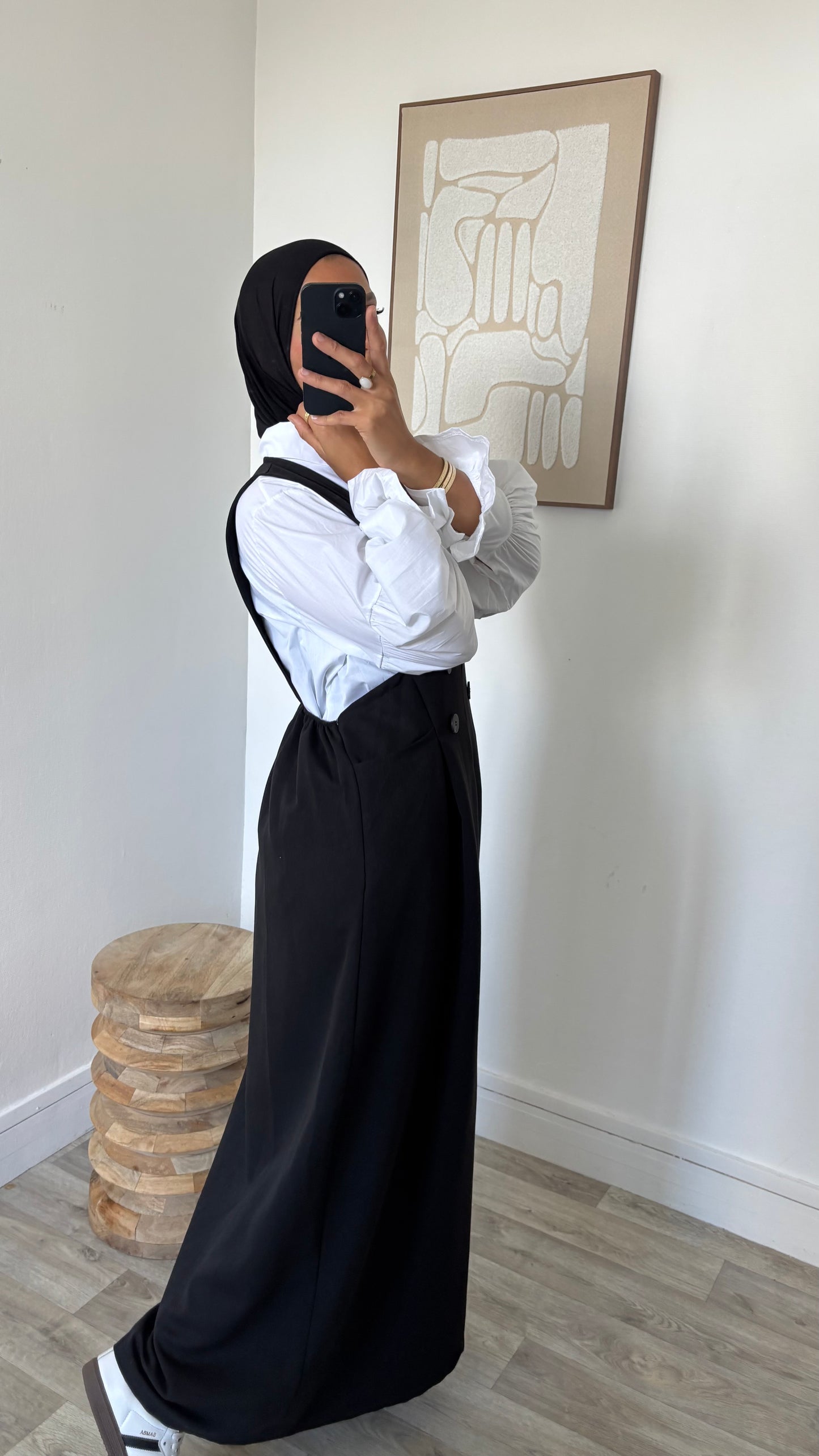 Chemise longue blanche + robe salopette