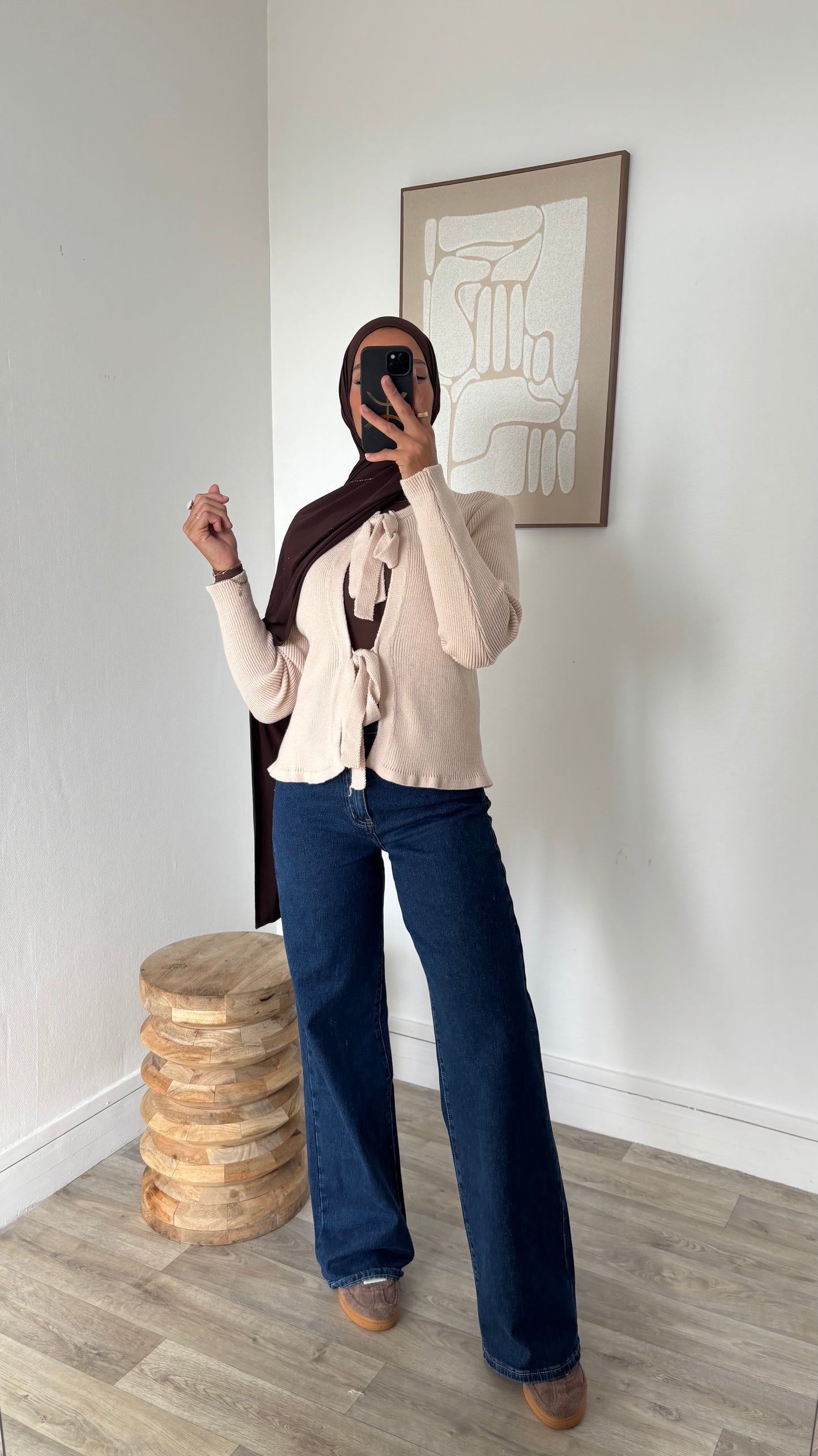 Cardigan en maille à noeuds