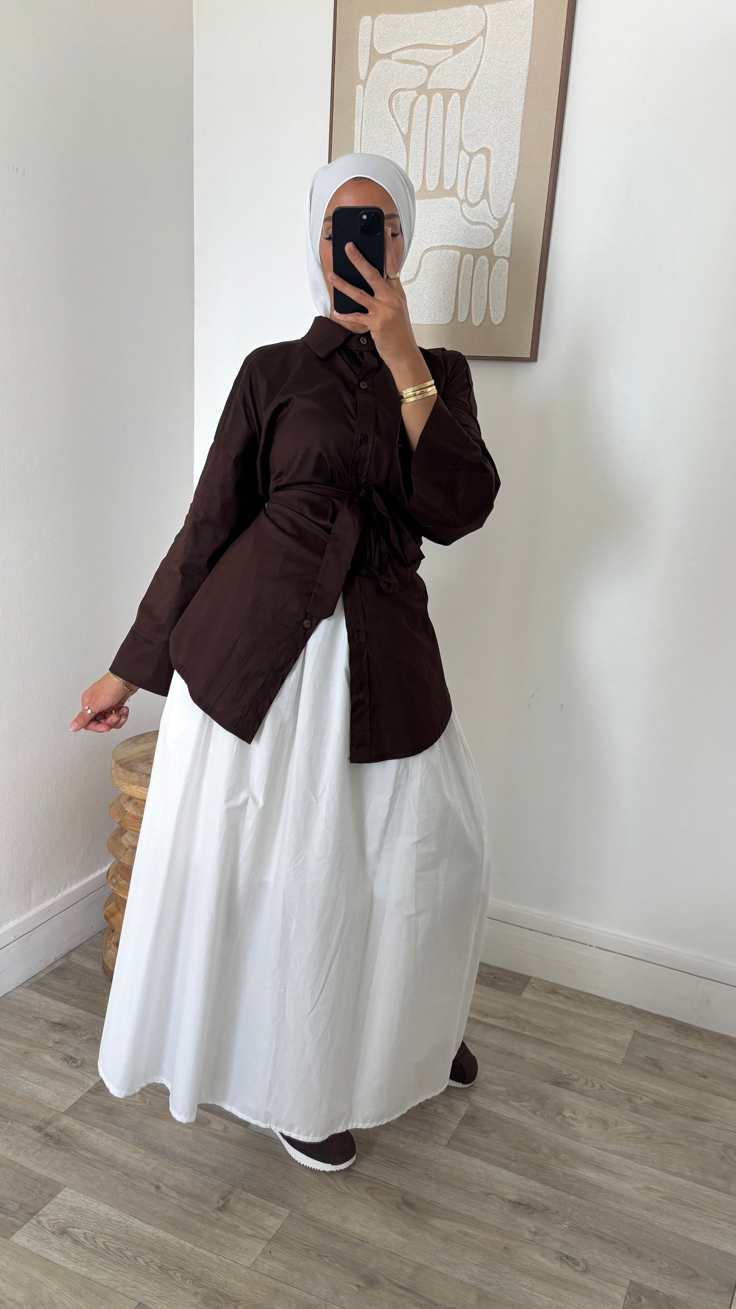 Chemise marron ceinturée