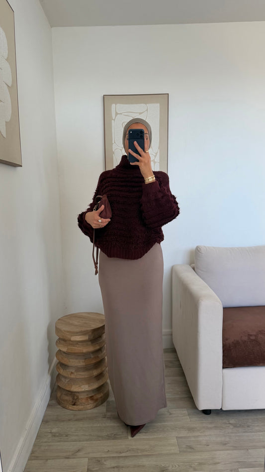 Pull col roulé texturé