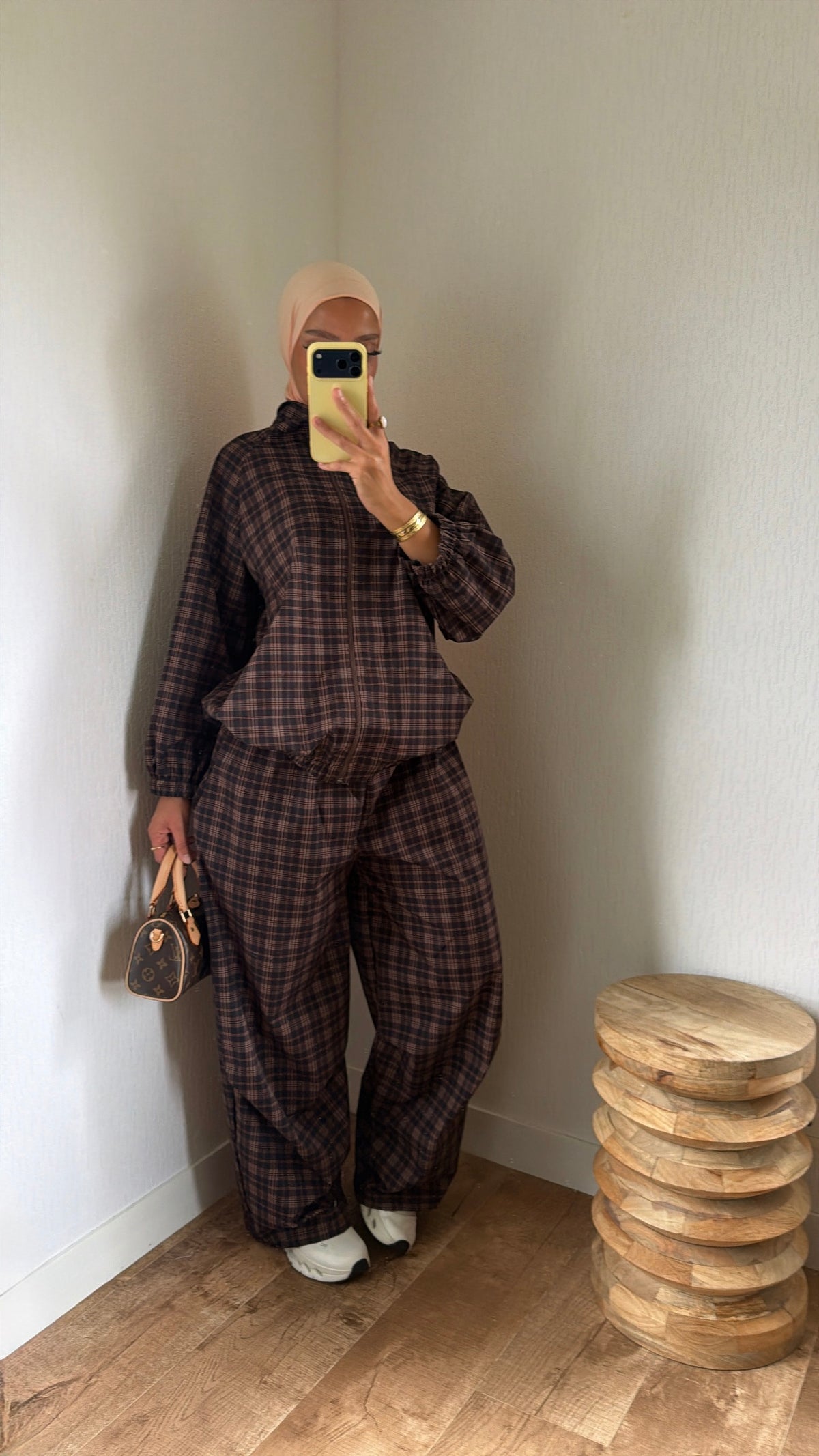 Ensemble à carreaux effet imper