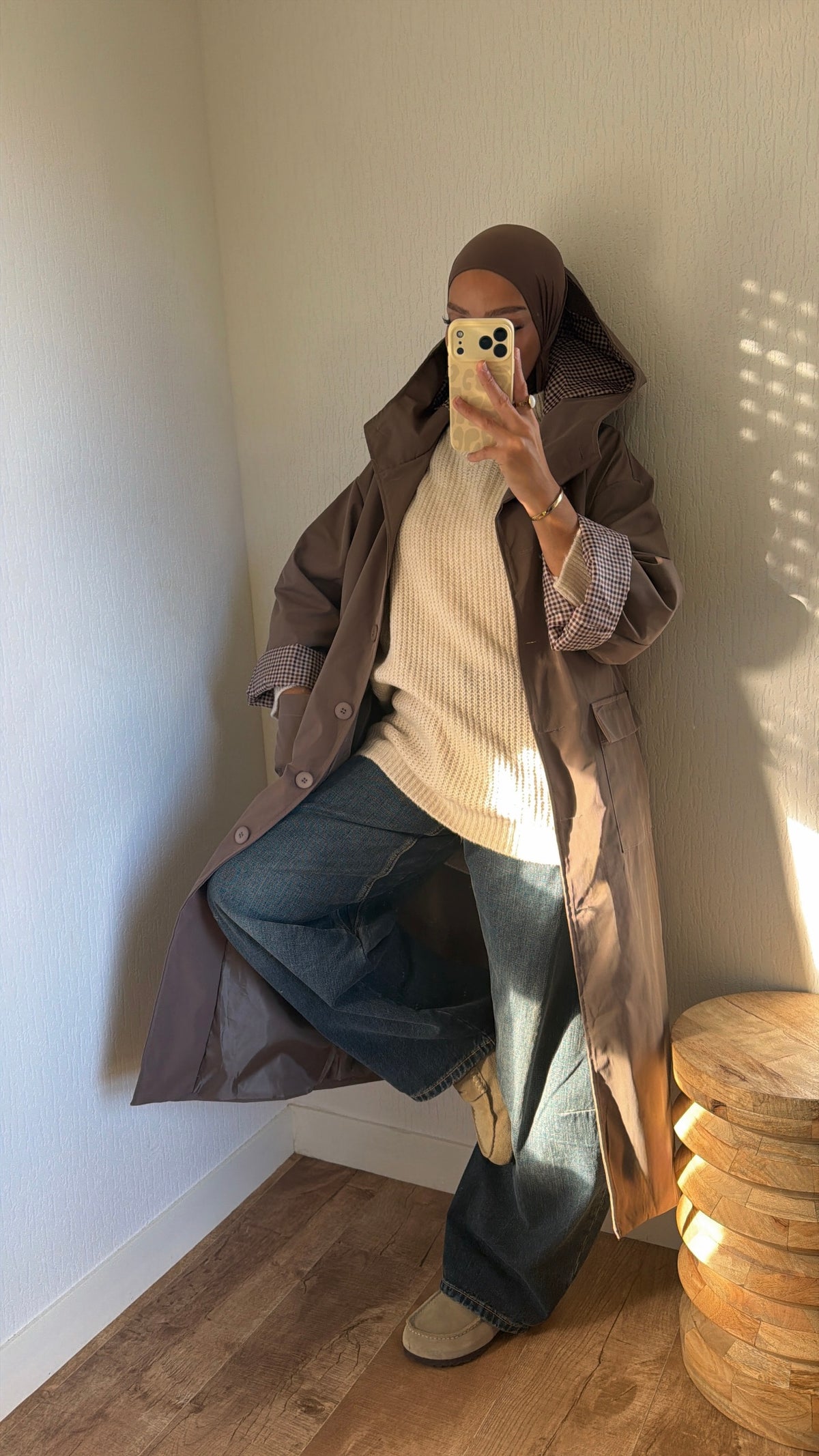 Manteau effet imper manches retroussables