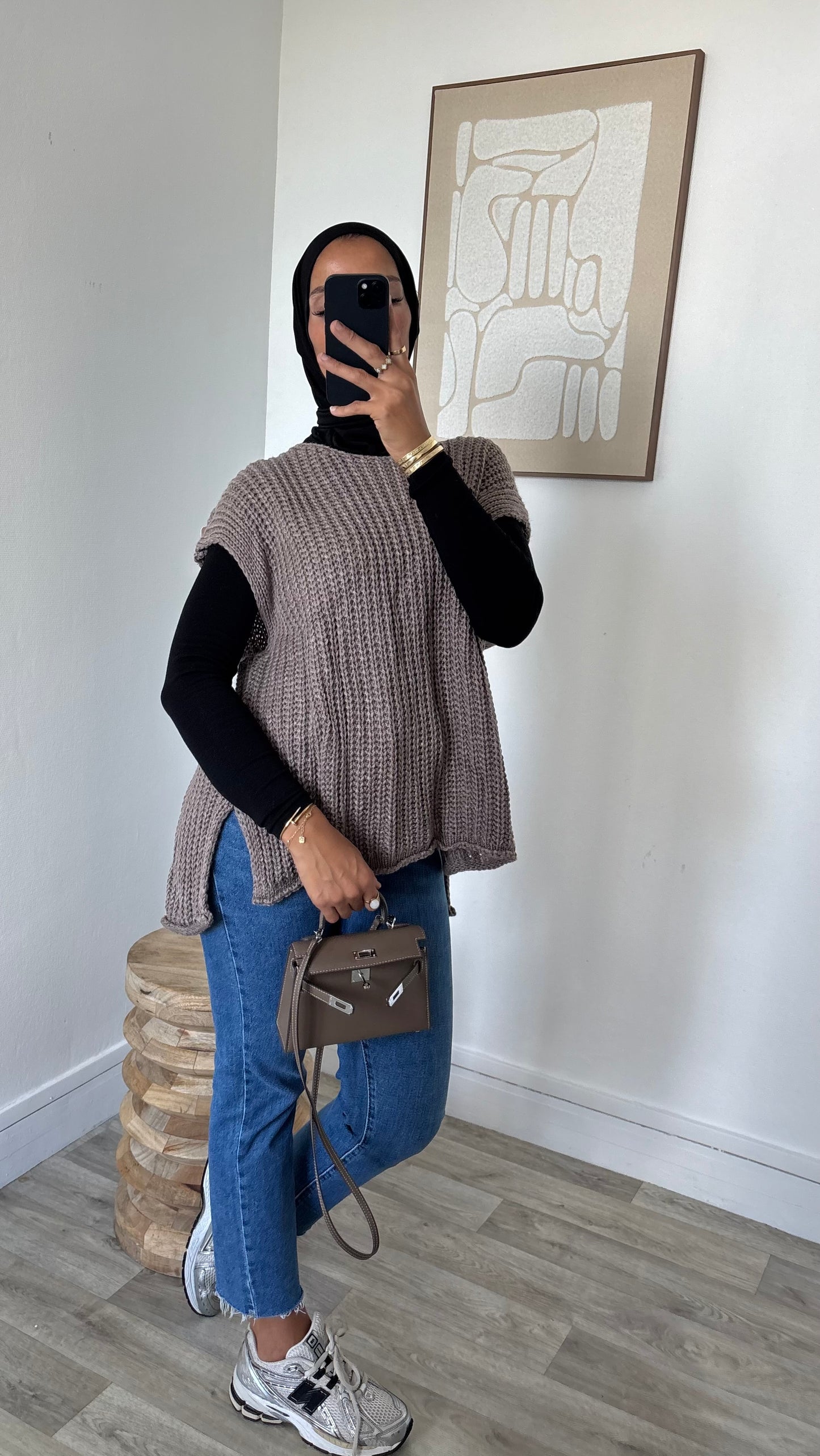 Top oversize en maille sans manches