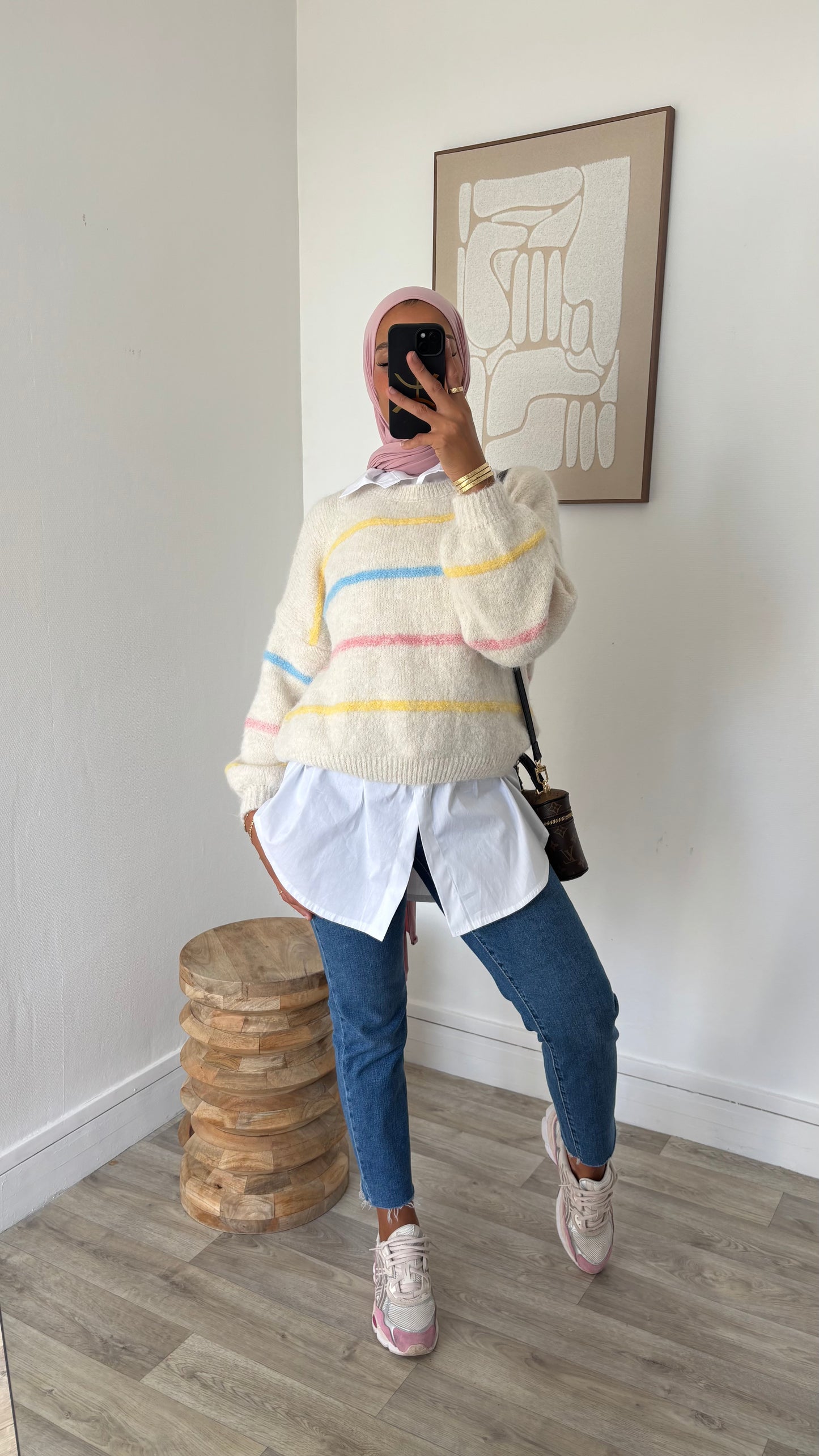Pull en laine arc en ciel