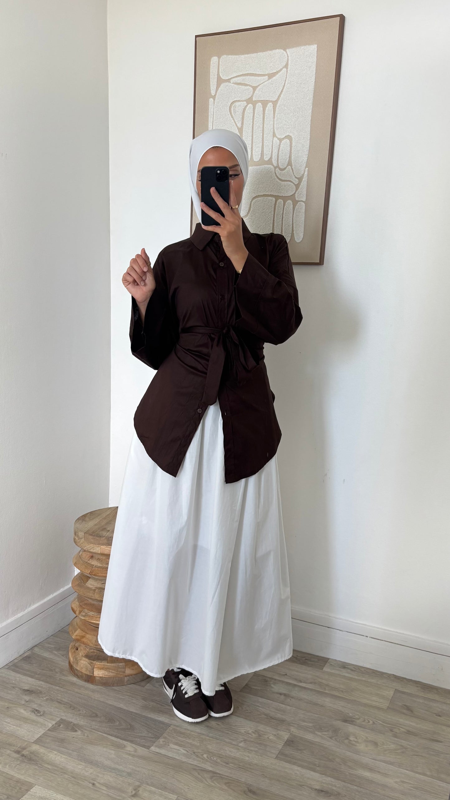 Chemise marron ceinturée
