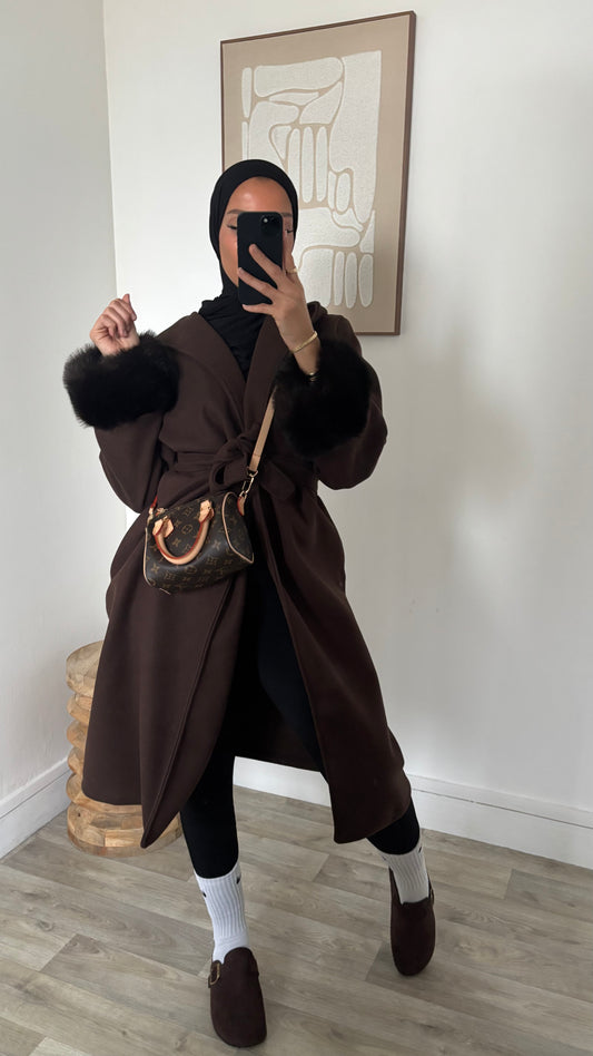 Manteau à capuche fourrure