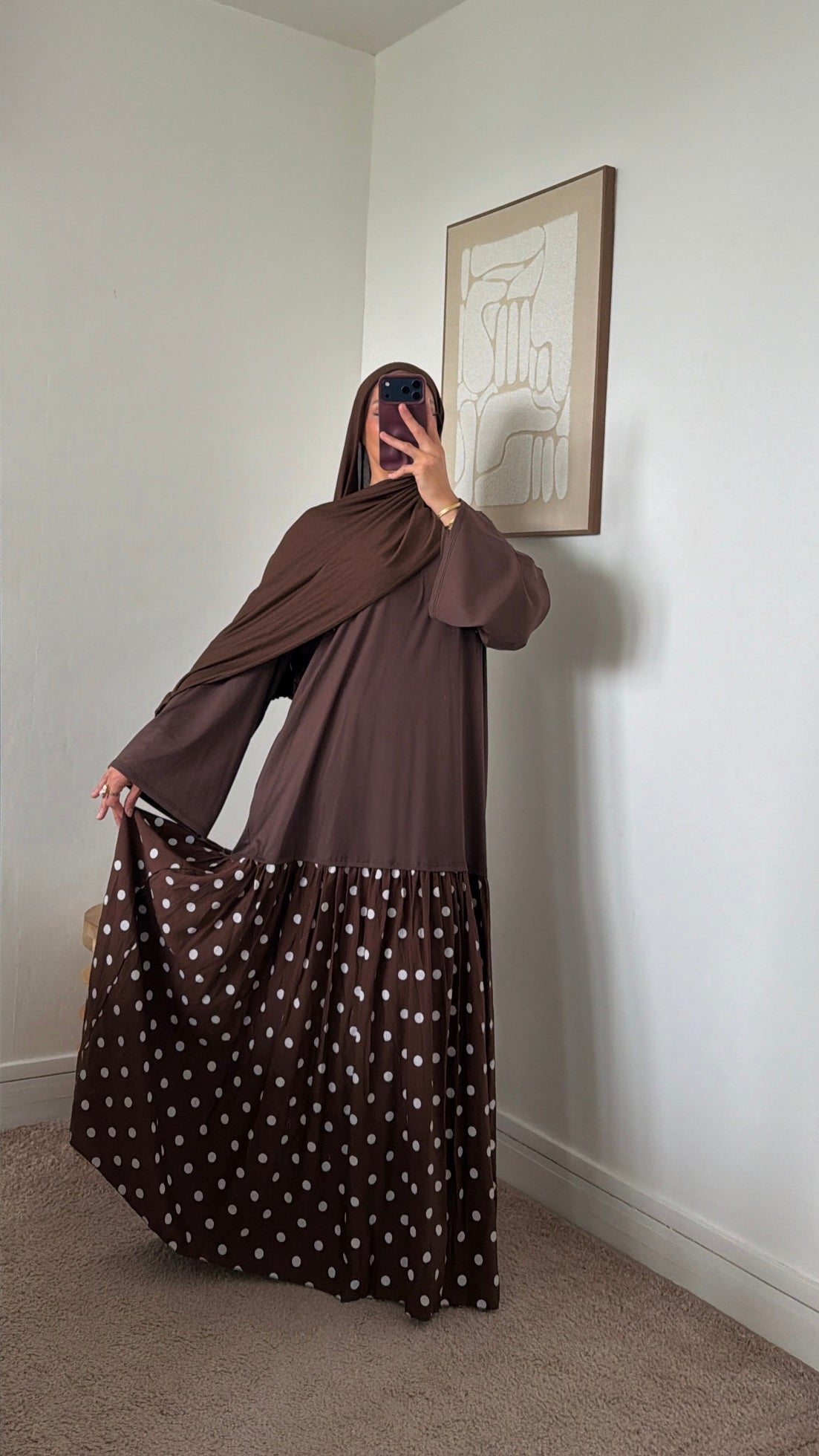 Robe bi matières à pois