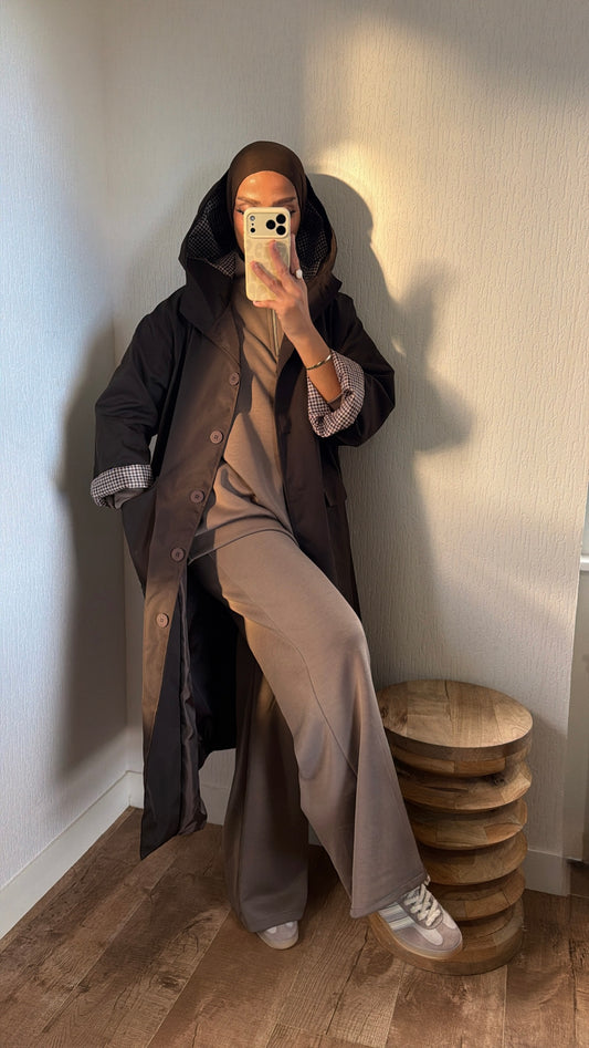 Manteau effet imper manches retroussables