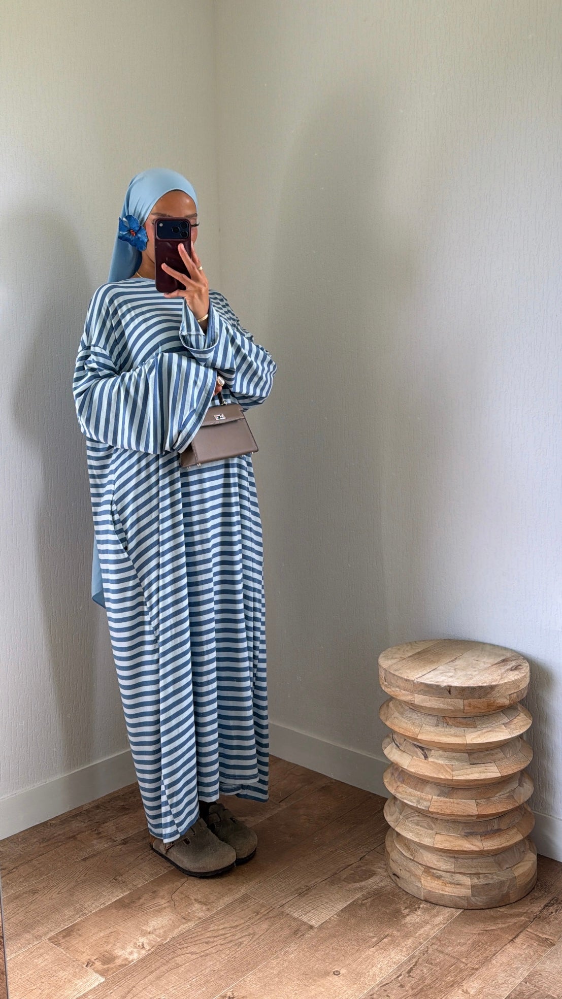 Robe rayée longue à poches