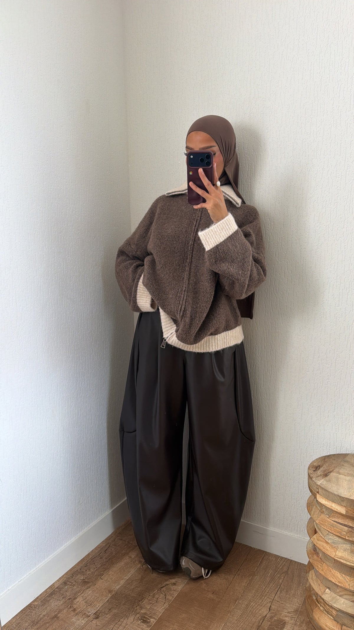 Gilet bi couleurs grand col