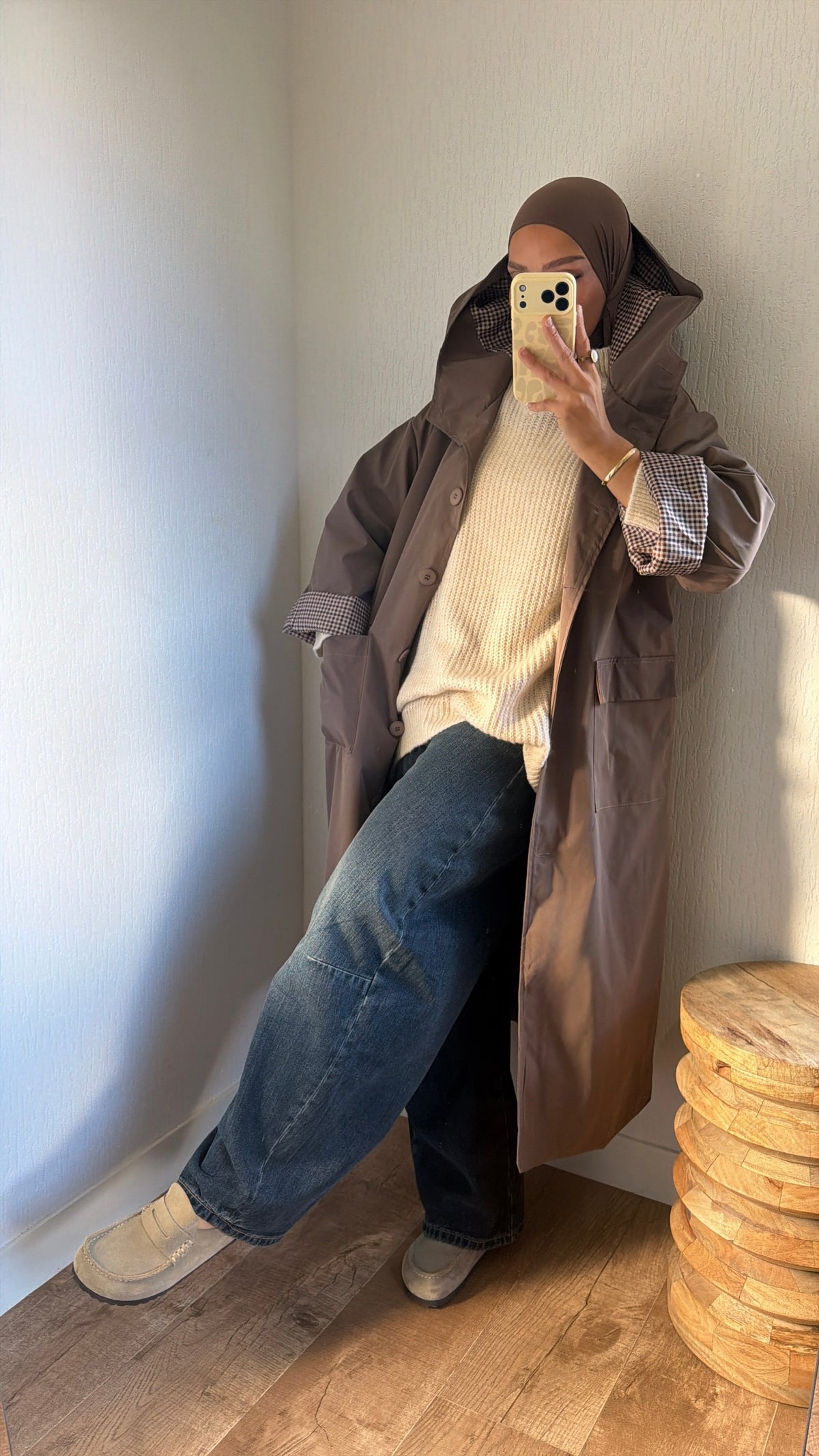Manteau effet imper manches retroussables