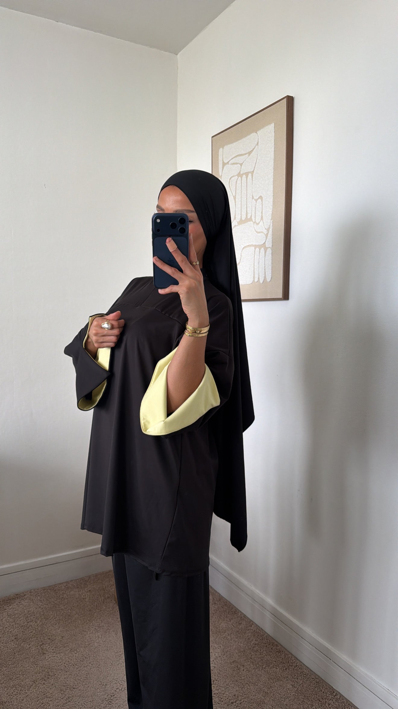 Burkini ample manche jaune 3 pièces