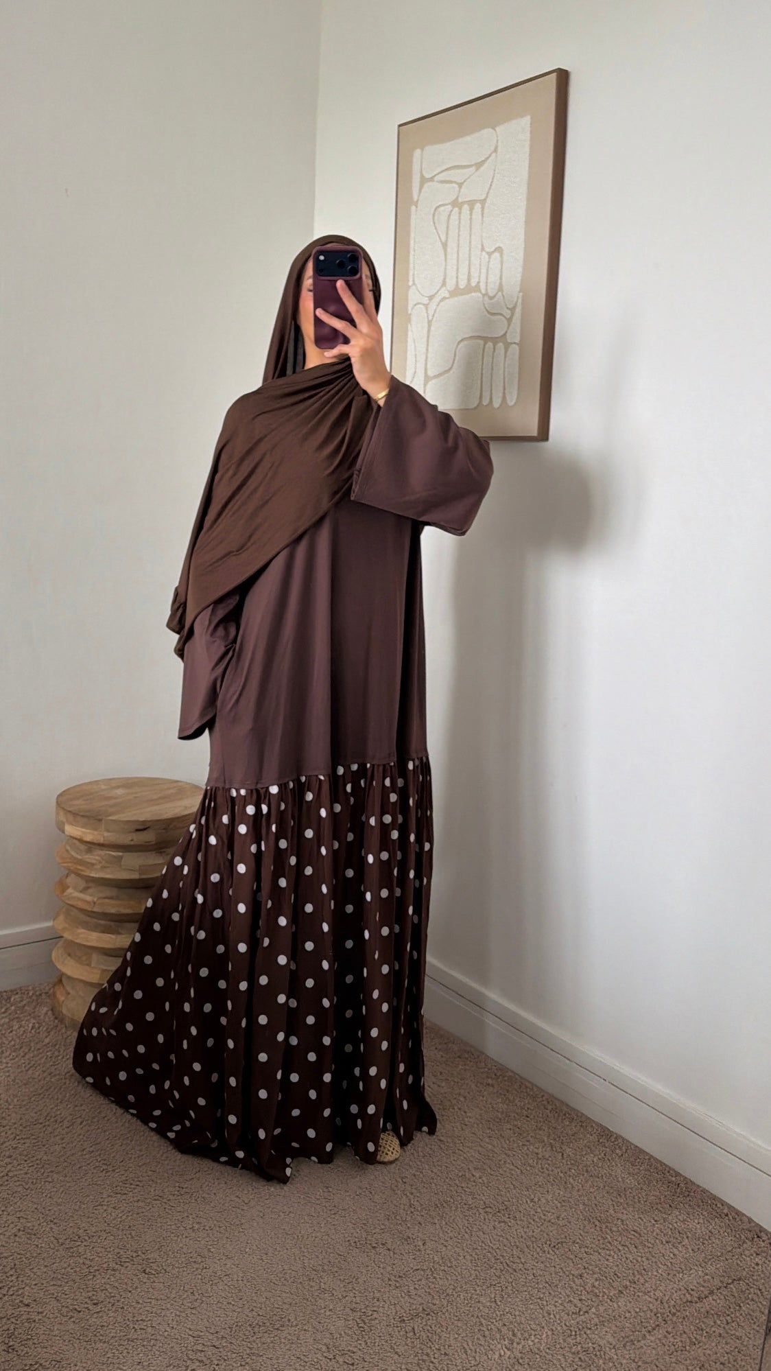 Robe bi matières à pois