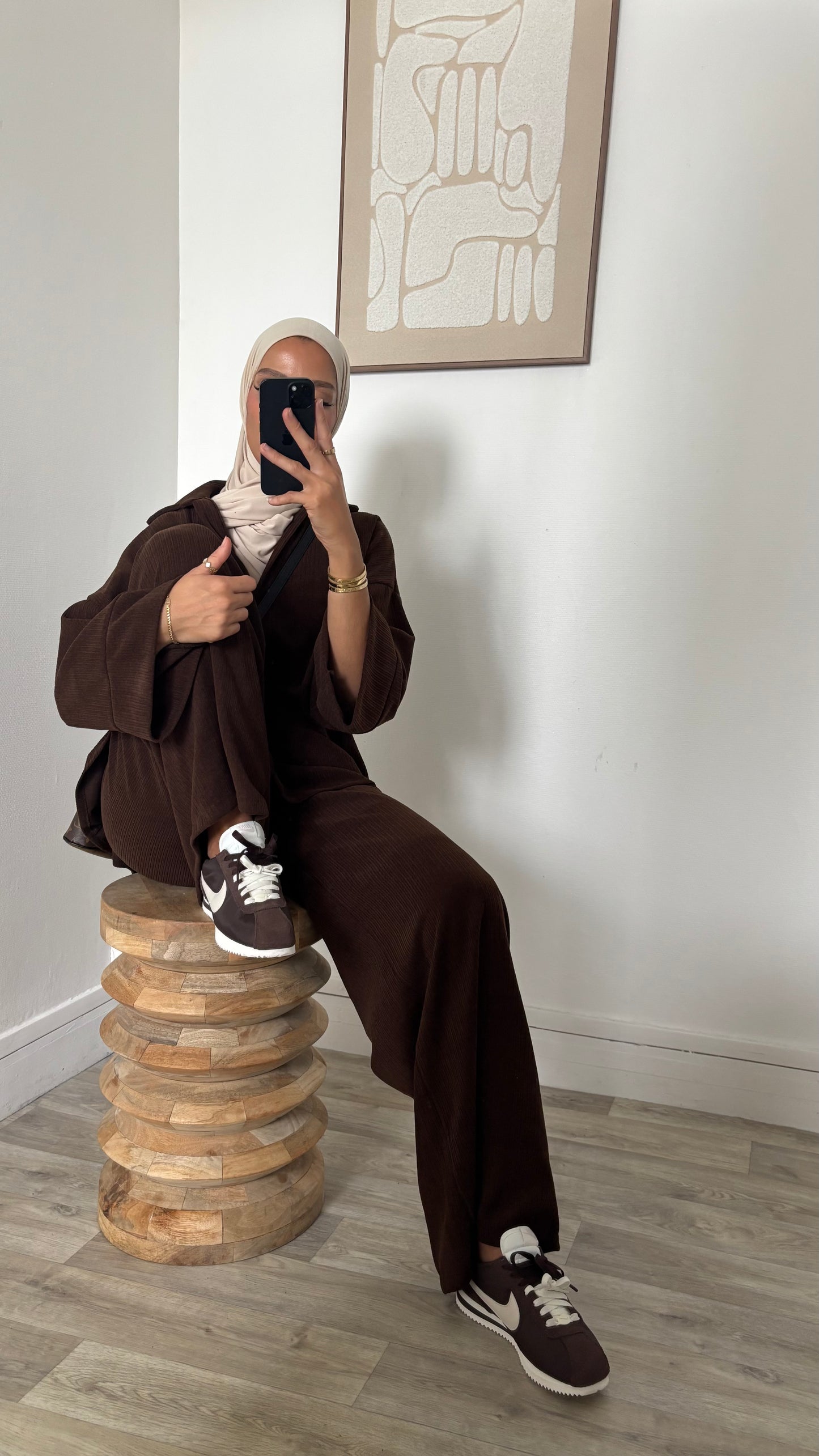 Ensemble à bouton effet velours