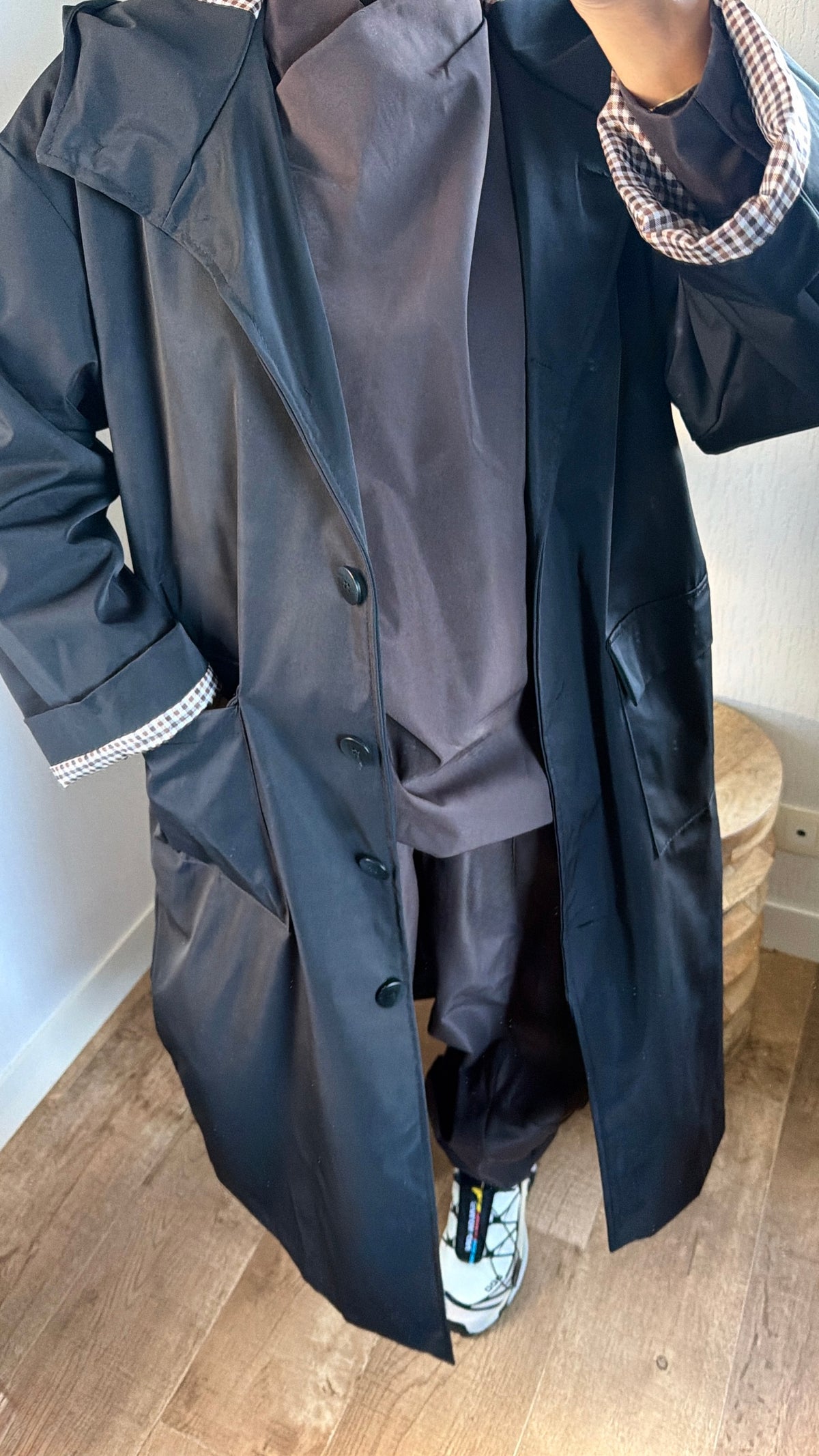 Manteau effet imper manches retroussables