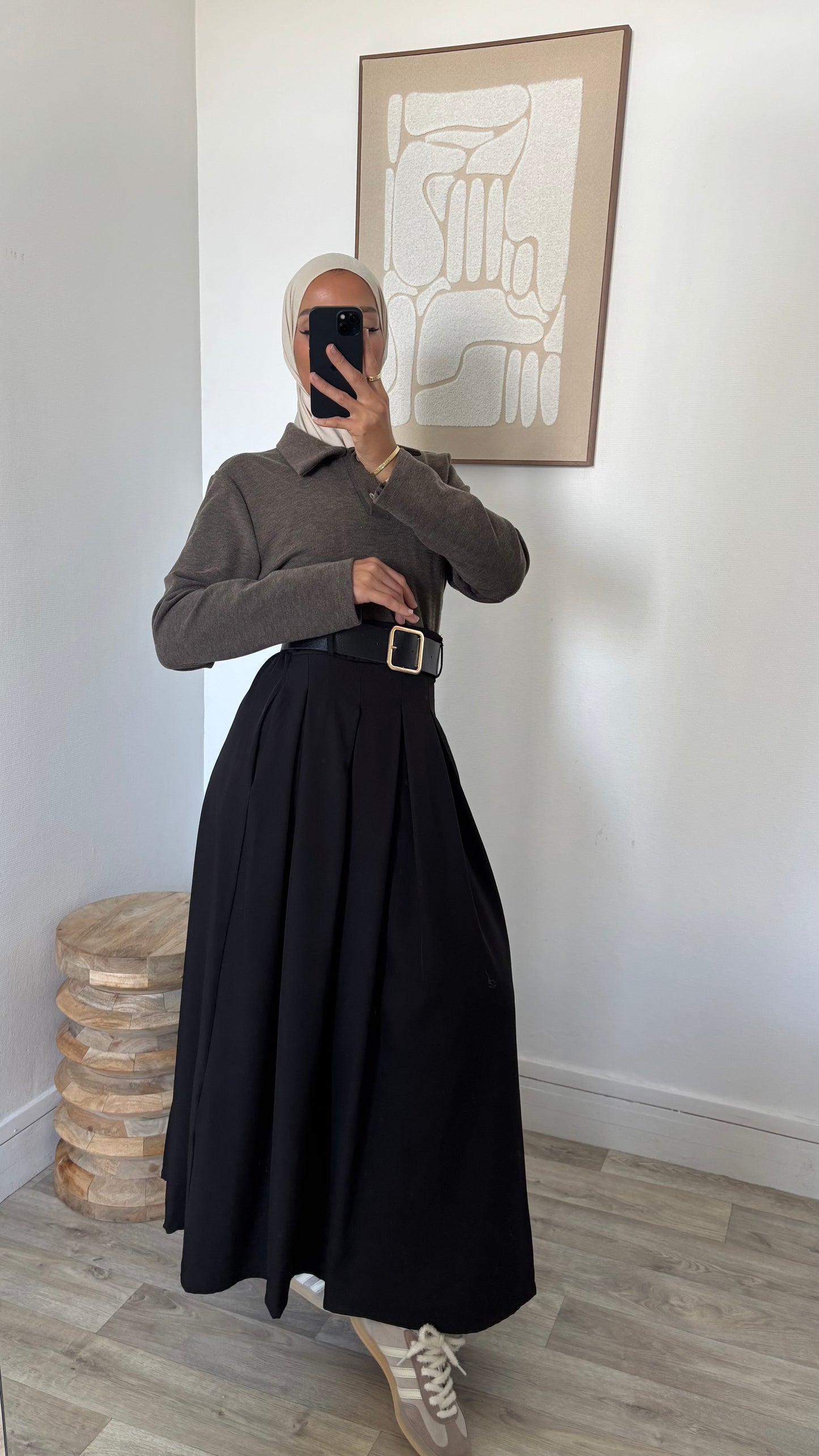 Robe bi matière à ceinture