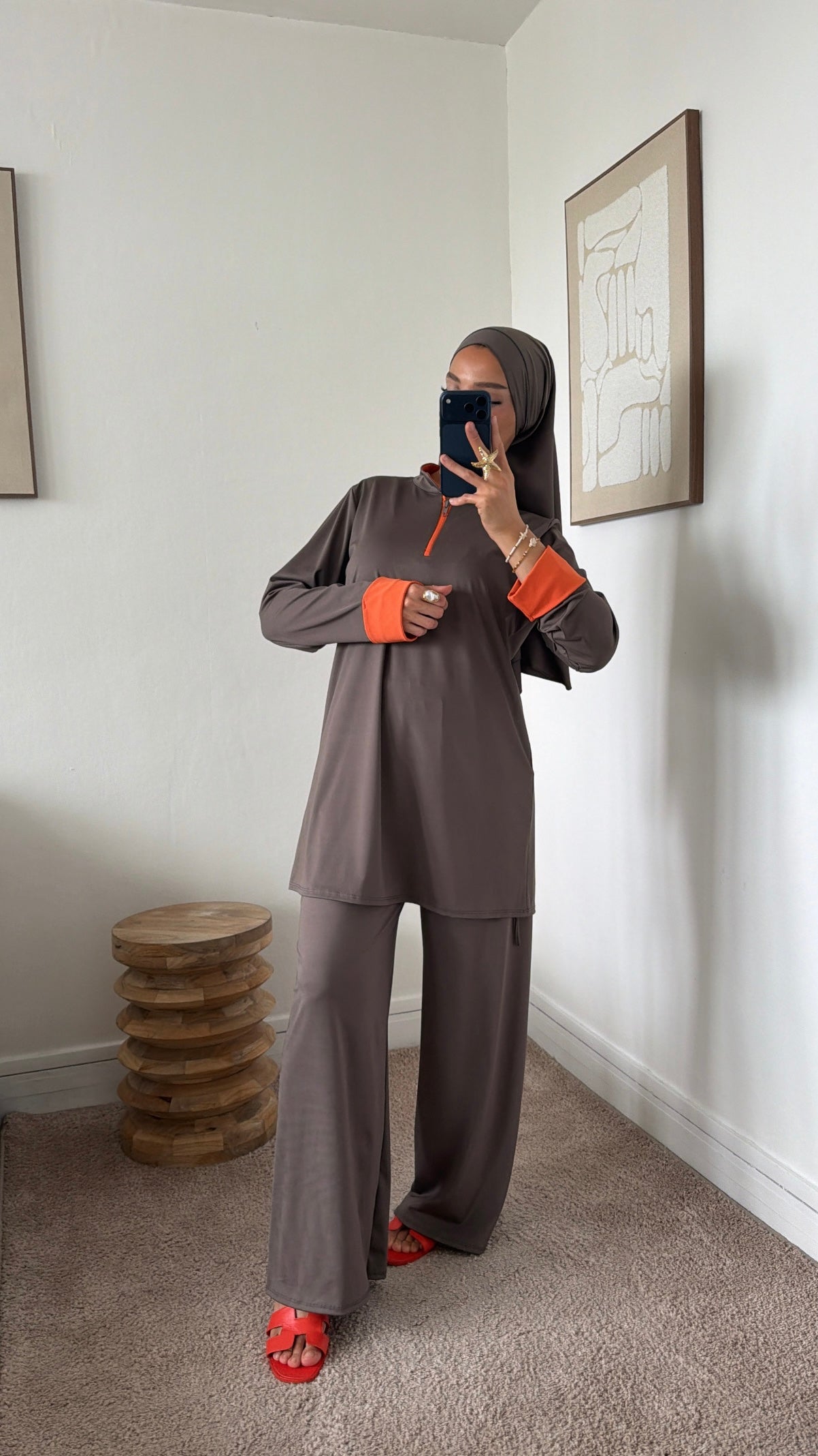 Burkini 3 pièces manche couleur