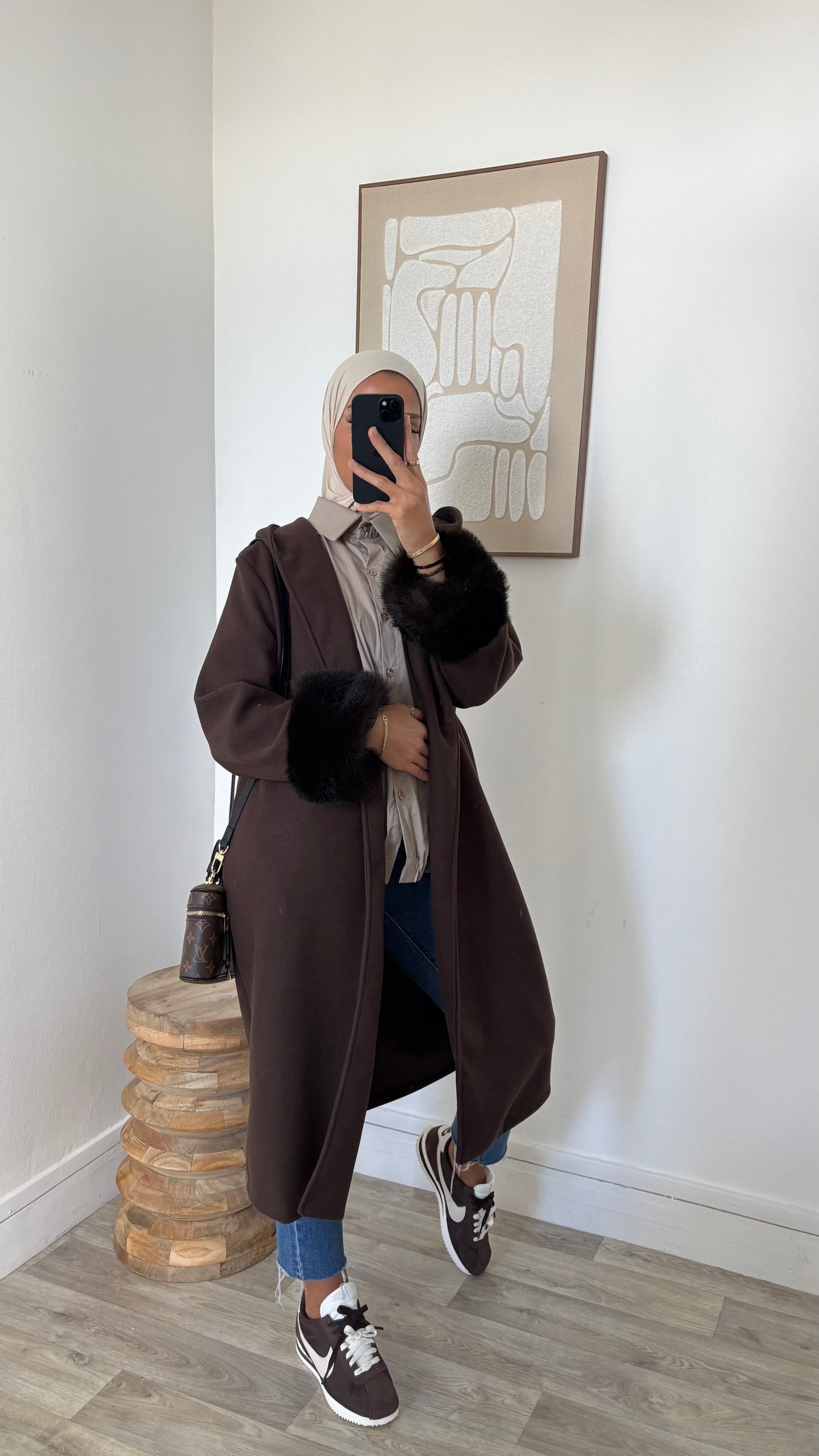Manteau à capuche fourrure