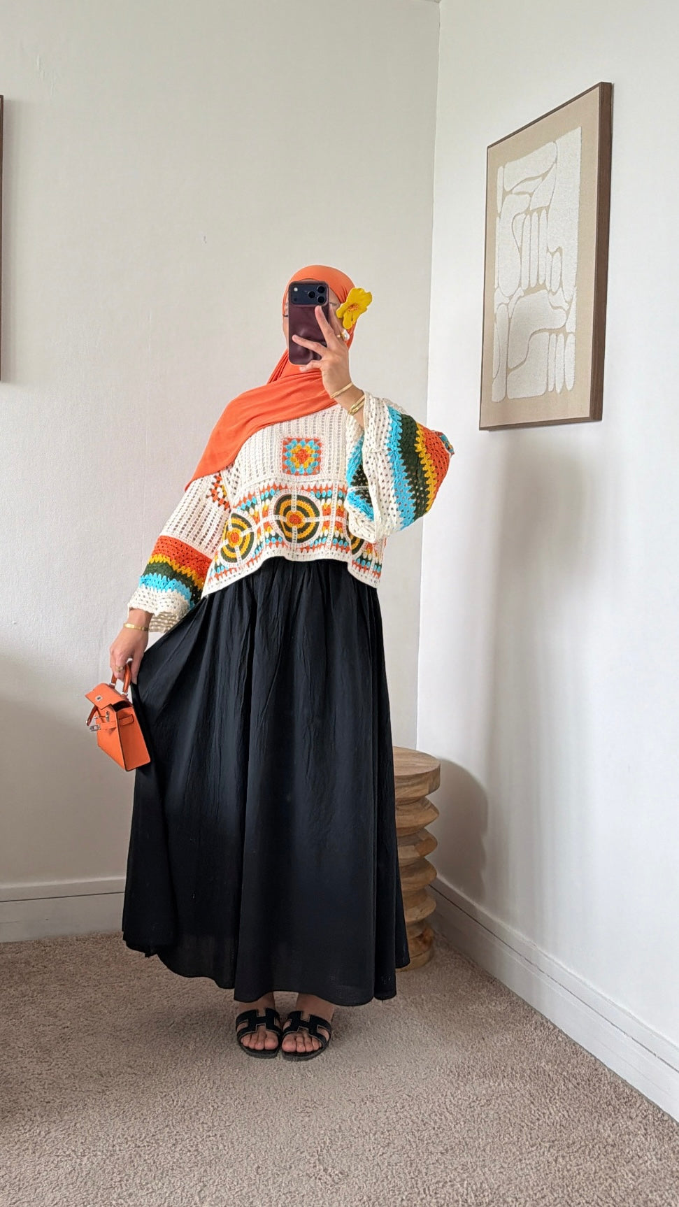 Pull en crochet manches évasée