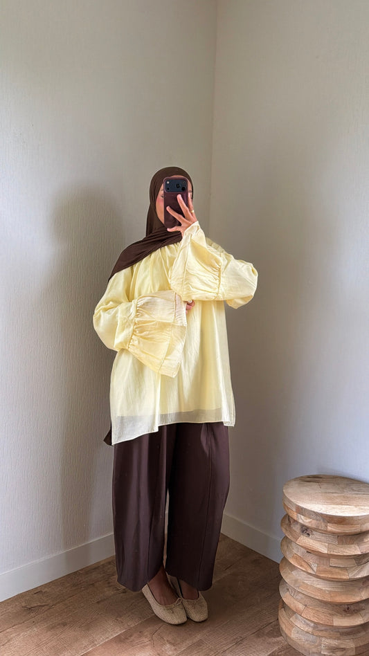 Blouse doublée manches fleurs