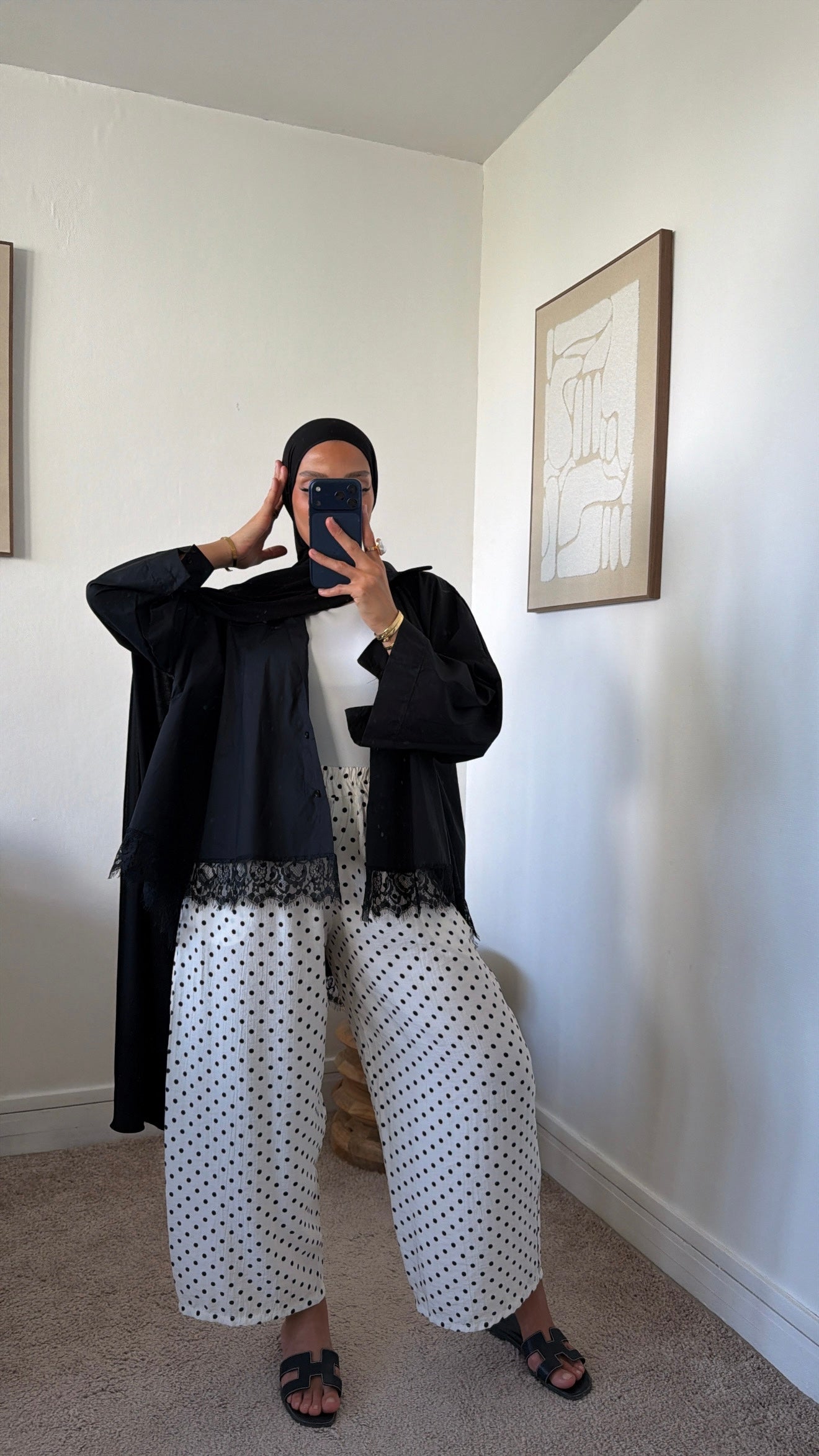 Pantalon fluide à pois