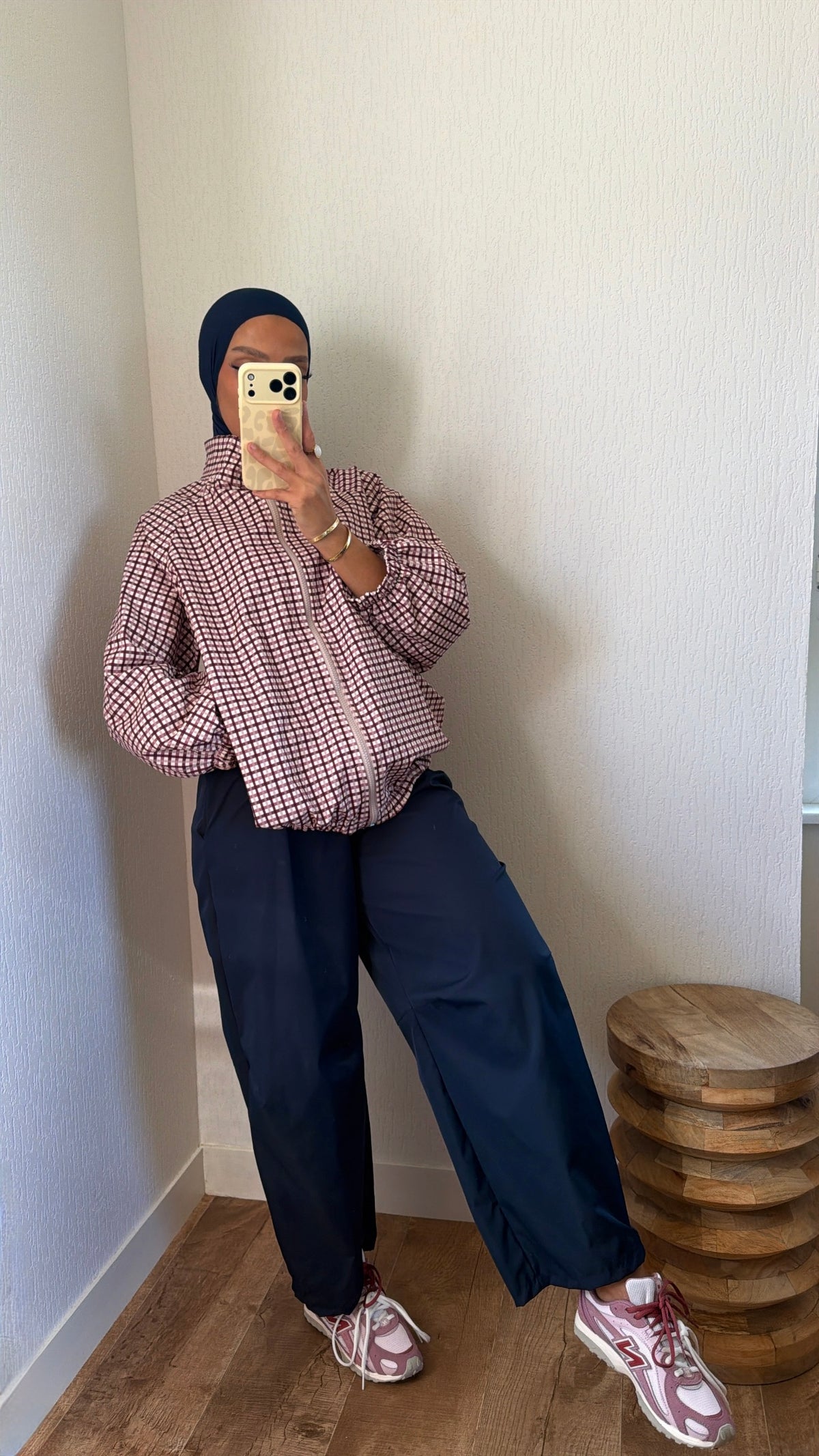 Veste a carreaux effet imper