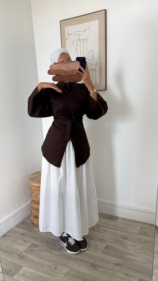 Chemise marron ceinturée