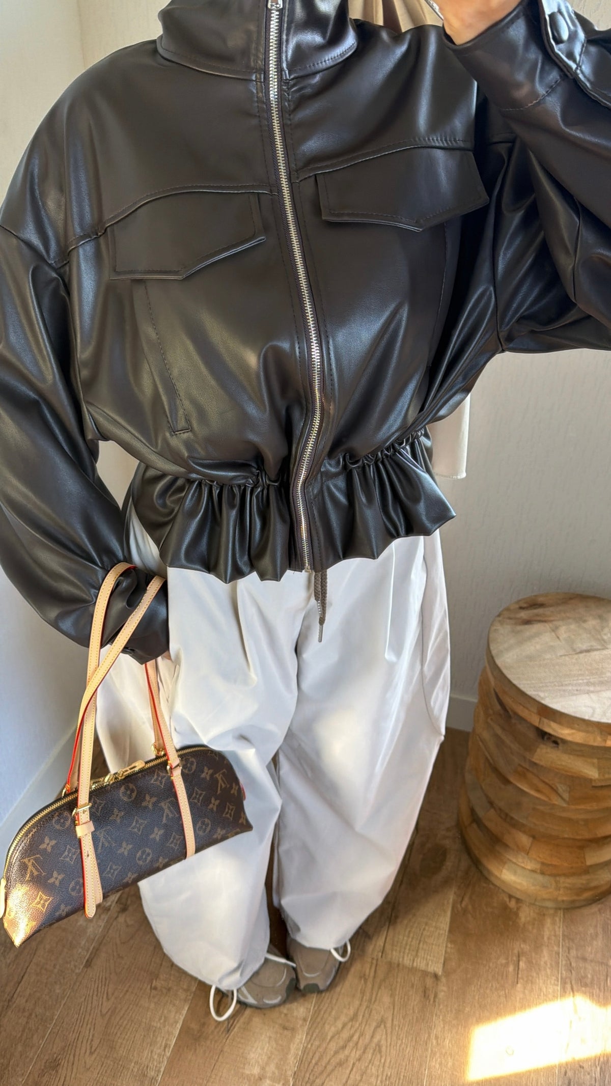 Veste simili ajustable à la taille