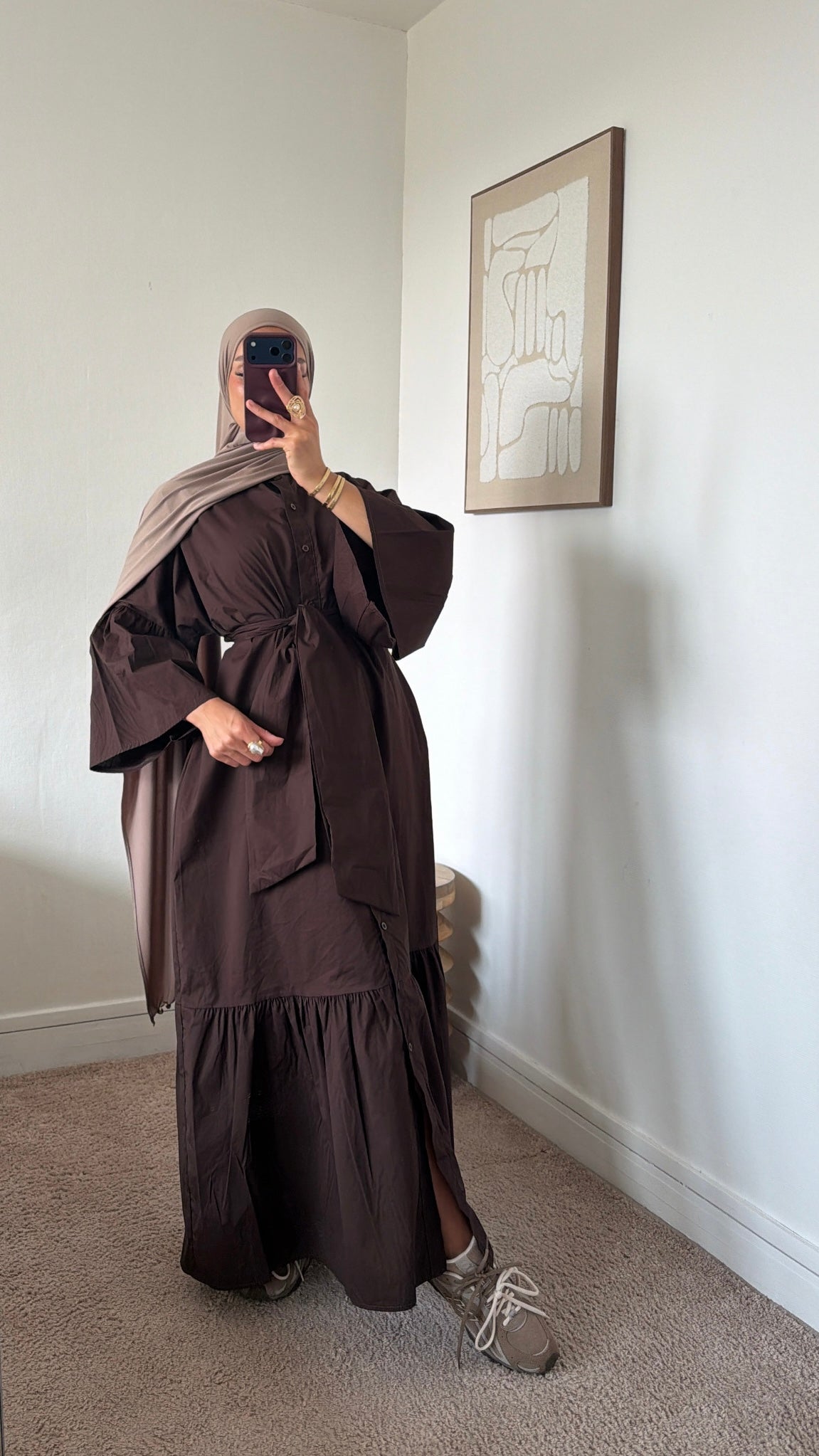 Robe chemise à volant + ceinture